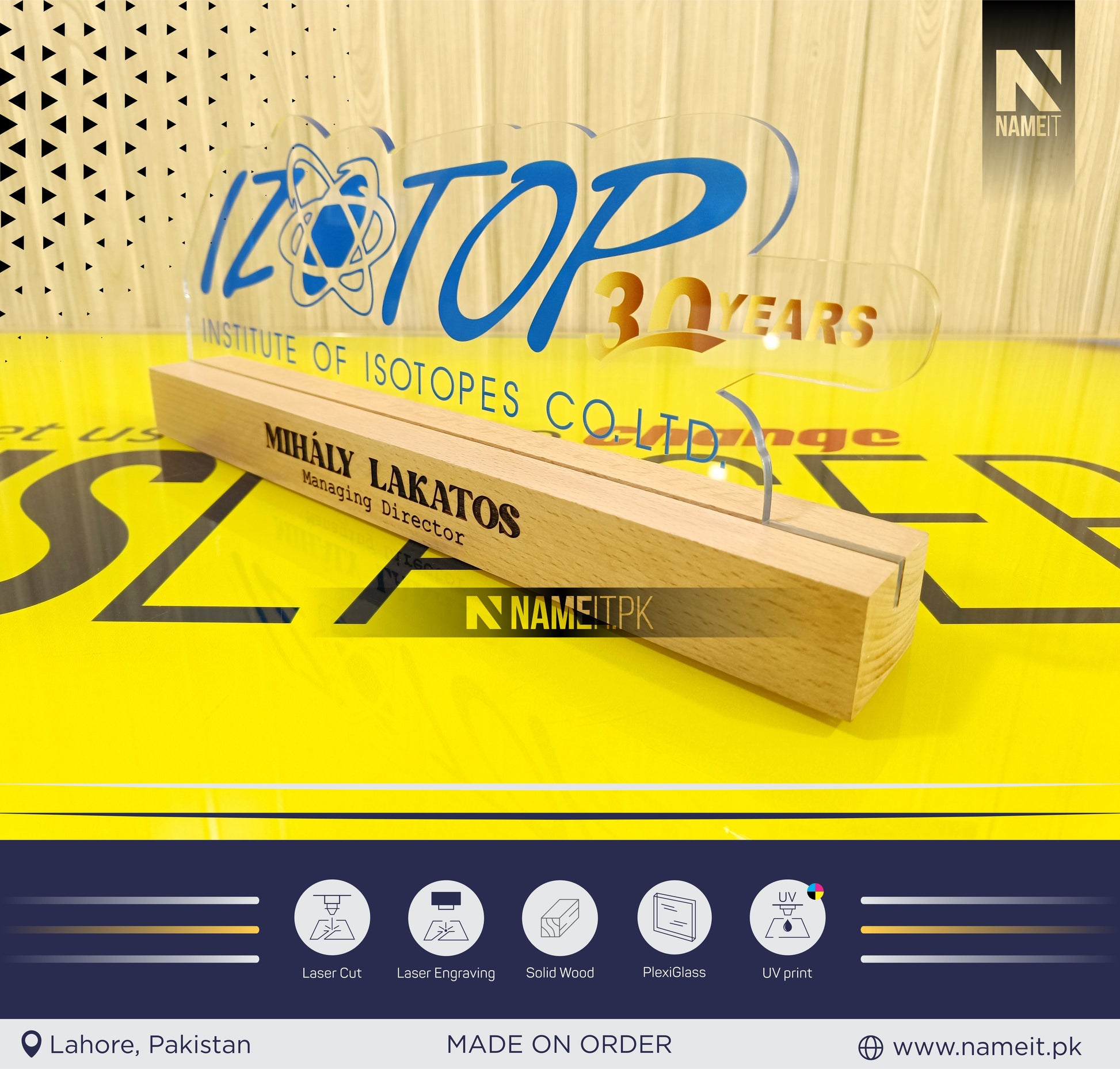 Name Plate For Desk, Customize Acrylic Desk Name Plate, Wooden Official Name Plate NAMEIT PAKISTAN