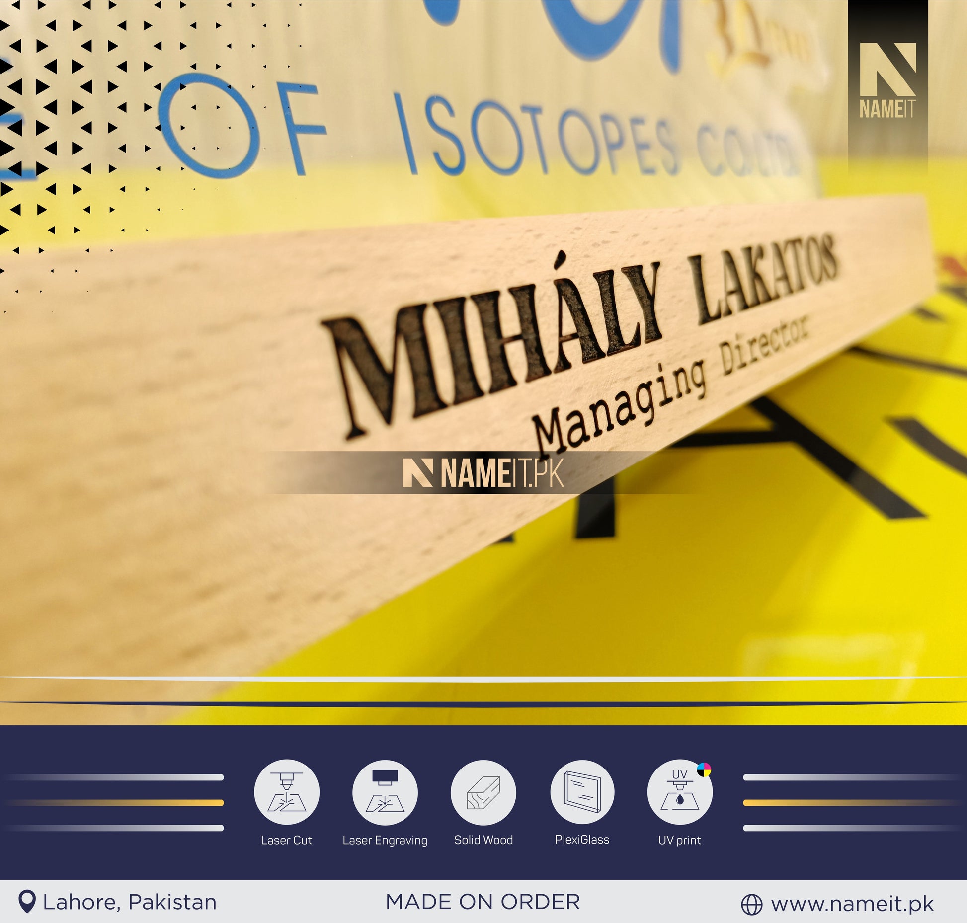 Name Plate For Desk, Customize Acrylic Desk Name Plate, Wooden Official Name Plate NAMEIT PAKISTAN