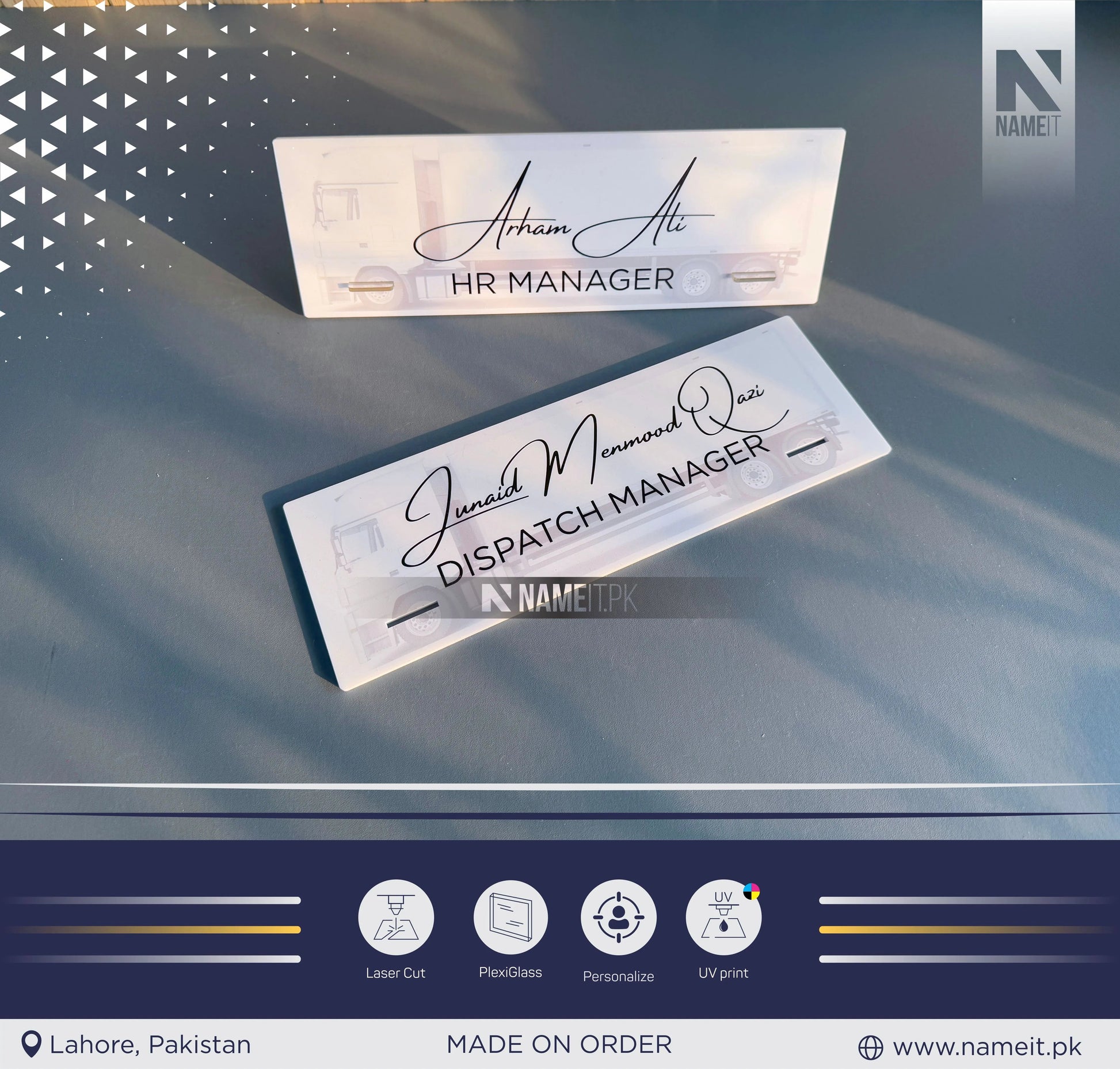 Name Plate For Desk, Customize Design Desk Name Plate, Actylic Office Desk Decor NAMEIT PAKISTAN