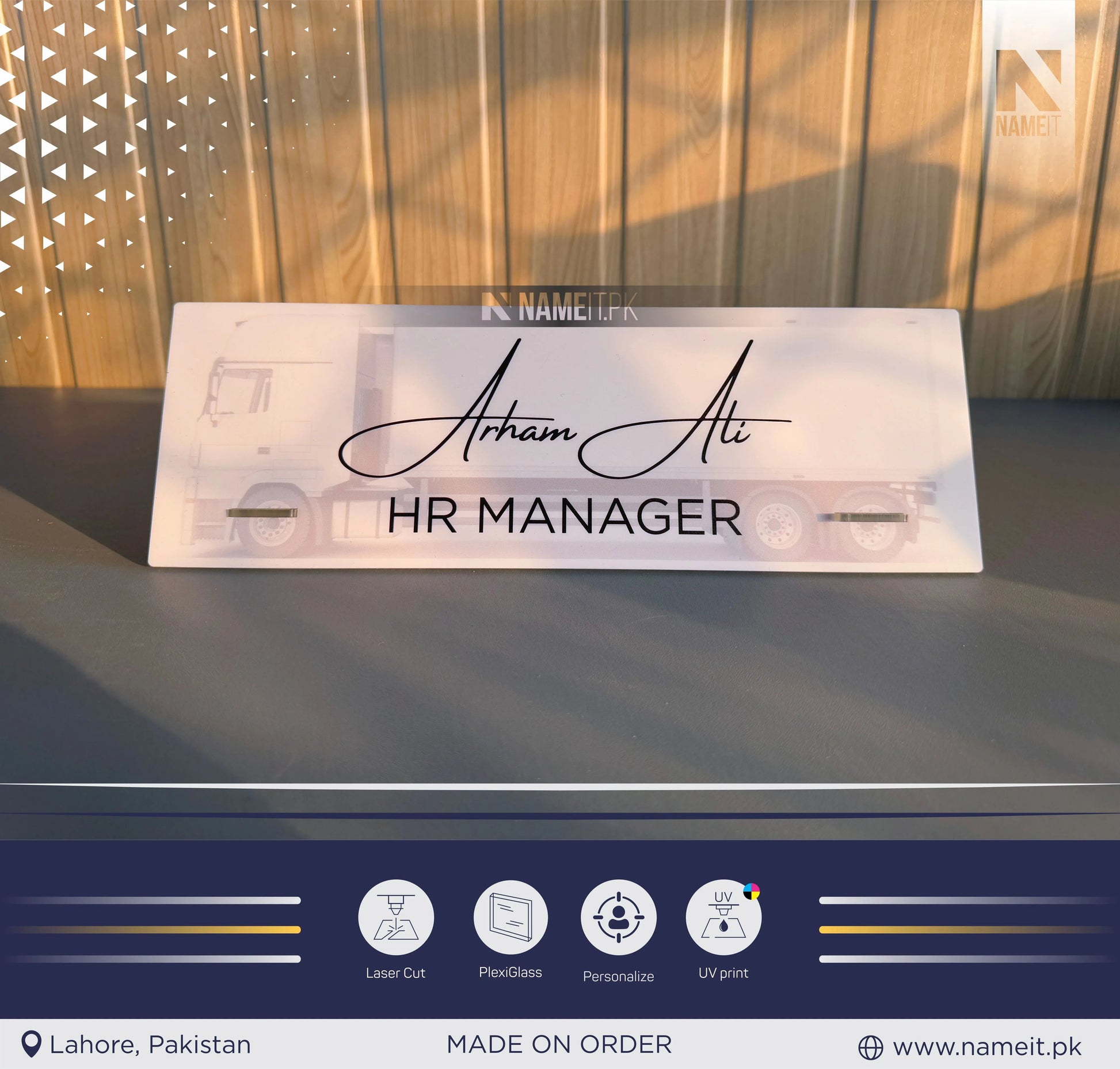 Name Plate For Desk, Customize Design Desk Name Plate, Actylic Office Desk Decor NAMEIT PAKISTAN