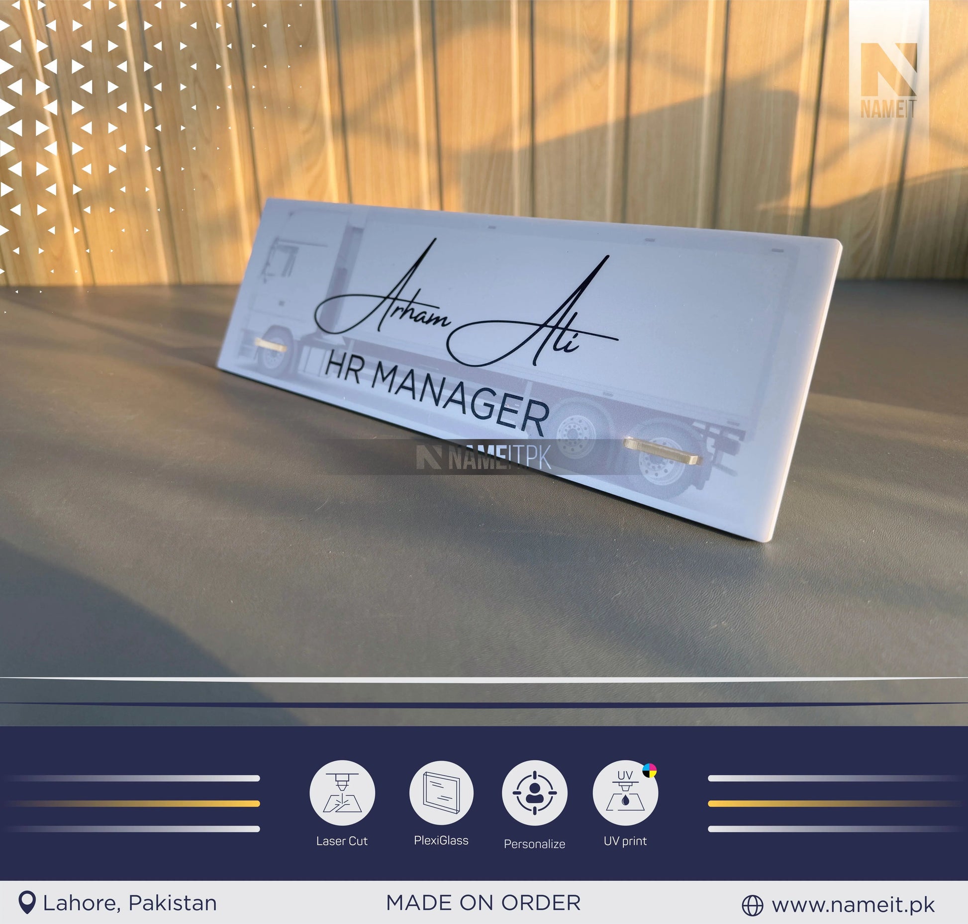 Name Plate For Desk, Customize Design Desk Name Plate, Actylic Office Desk Decor NAMEIT PAKISTAN