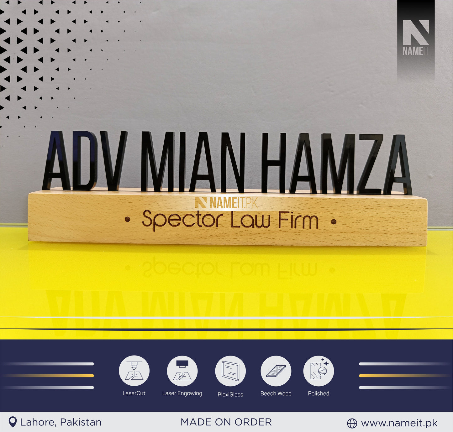 Name Plate For Desk, Customize Design Desk Name Plate, Wooden Official Name Plate NAMEIT PAKISTAN