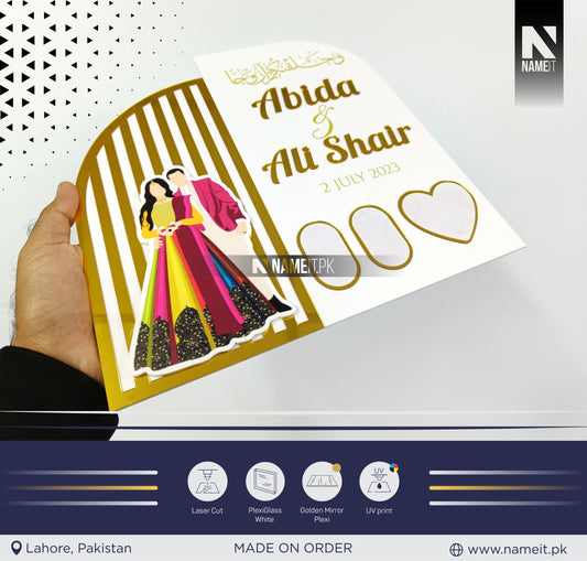 Personalized Nikkah Acrylic ThumbPrints Board Fingerprint islamic nikkah certificate Muslim Marriage Contract thumbprints Frame Customized NAMEIT PAKISTAN