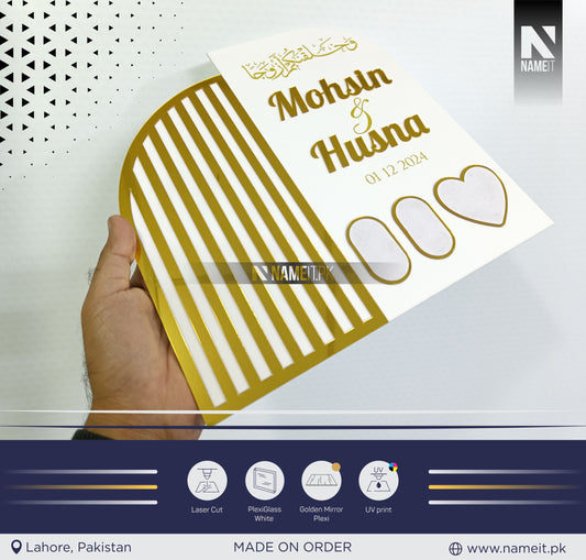 Personalized Nikkah Acrylic ThumbPrints Board Fingerprint islamic nikkah certificate Muslim Marriage Contract thumbprints Frame Customized NAMEIT PAKISTAN