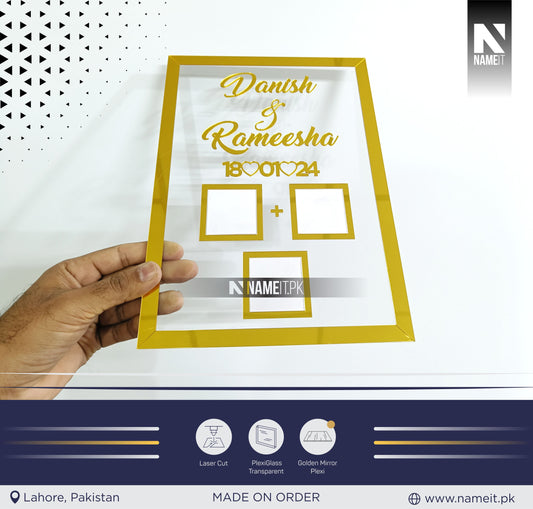 Personalized Nikkah Acrylic ThumbPrints Board Fingerprint islamic nikkah certificate Muslim Marriage Contract thumbprints Frame Customized NAMEIT PAKISTAN