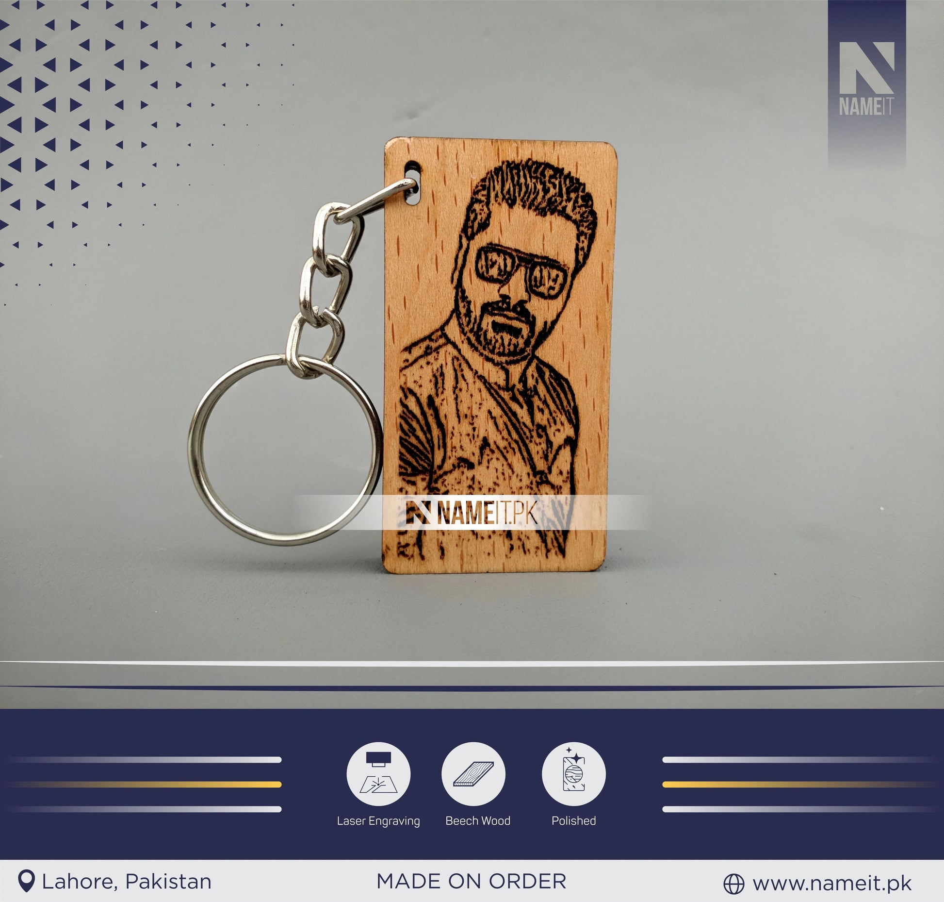 Customize Wooden Keychain with Pictures, Personalized Photo Keychain NAMEIT PAKISTAN