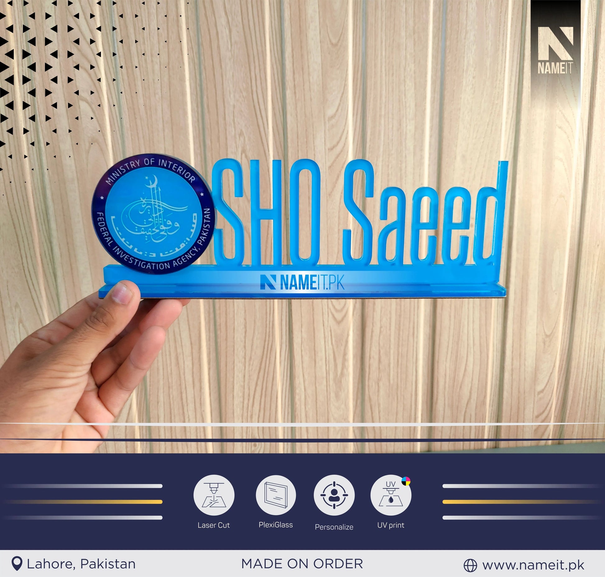 Personalized Uv Printed Acrylic Desk Name,logo Plate,Laser Cut Custom Name Plate NAMEIT PAKISTAN