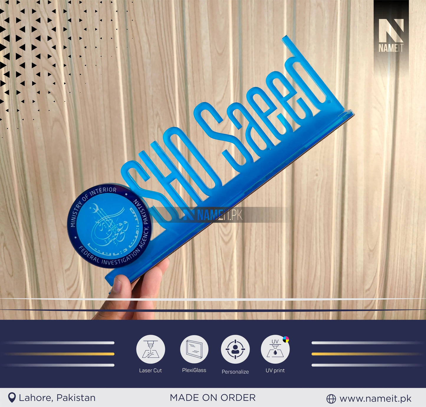 Personalized Uv Printed Acrylic Desk Name,logo Plate,Laser Cut Custom Name Plate NAMEIT PAKISTAN