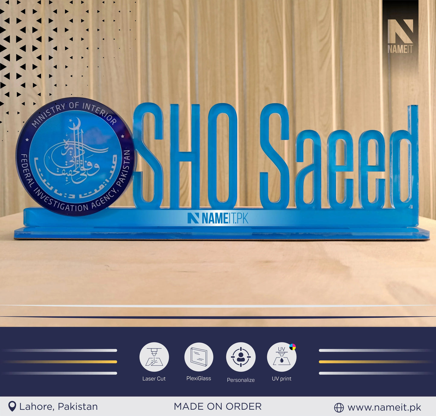 Personalized Uv Printed Acrylic Desk Name,logo Plate,Laser Cut Custom Name Plate NAMEIT PAKISTAN