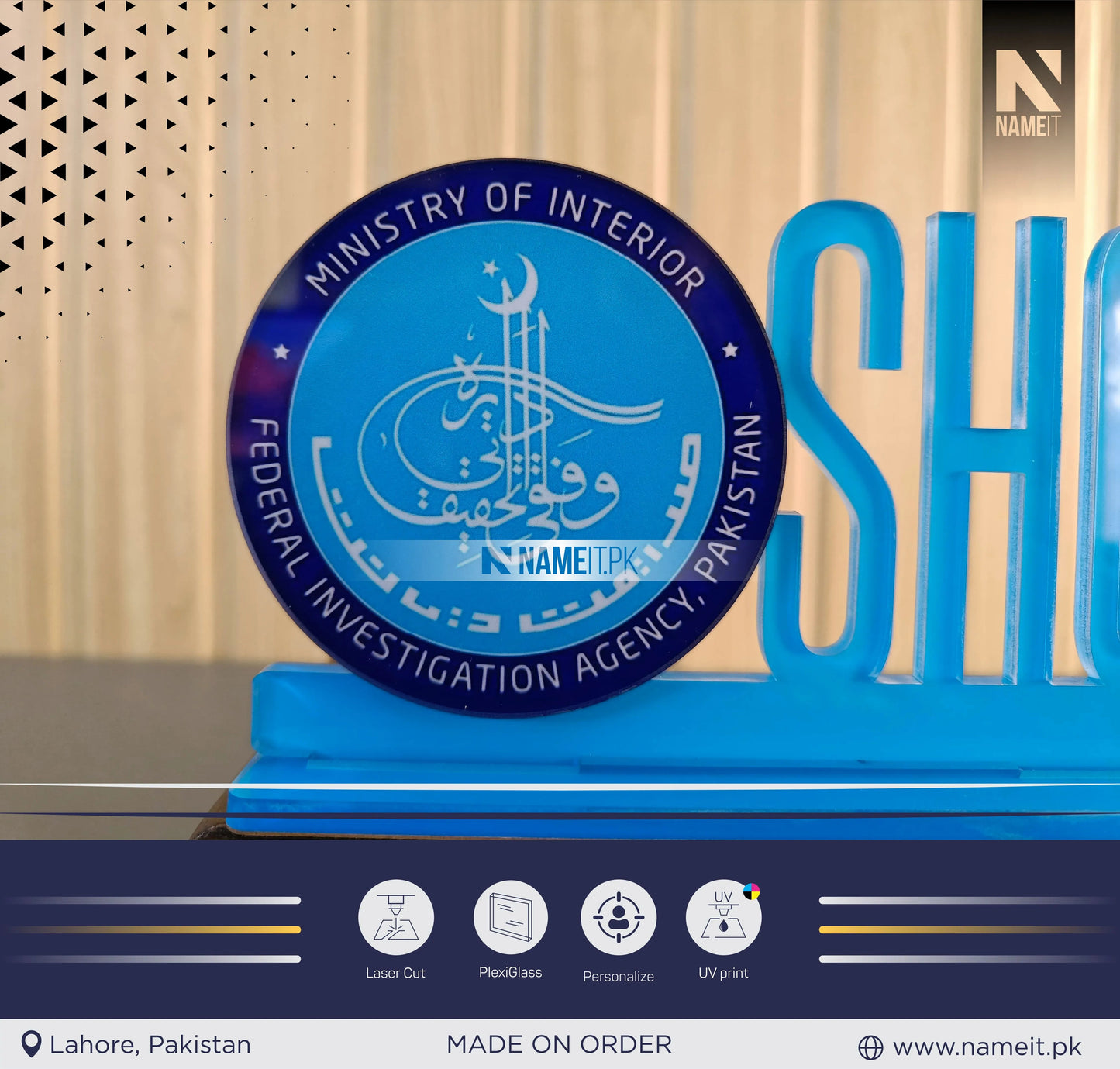 Personalized Uv Printed Acrylic Desk Name,logo Plate,Laser Cut Custom Name Plate NAMEIT PAKISTAN