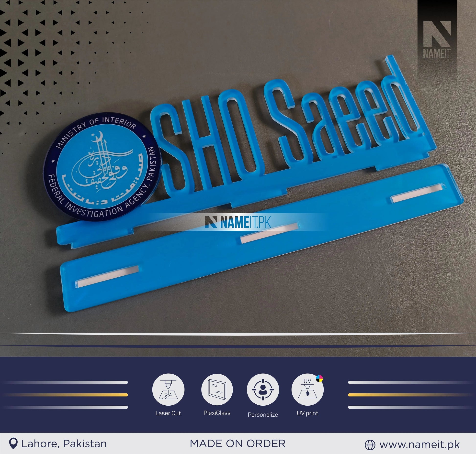Personalized Uv Printed Acrylic Desk Name,logo Plate,Laser Cut Custom Name Plate NAMEIT PAKISTAN