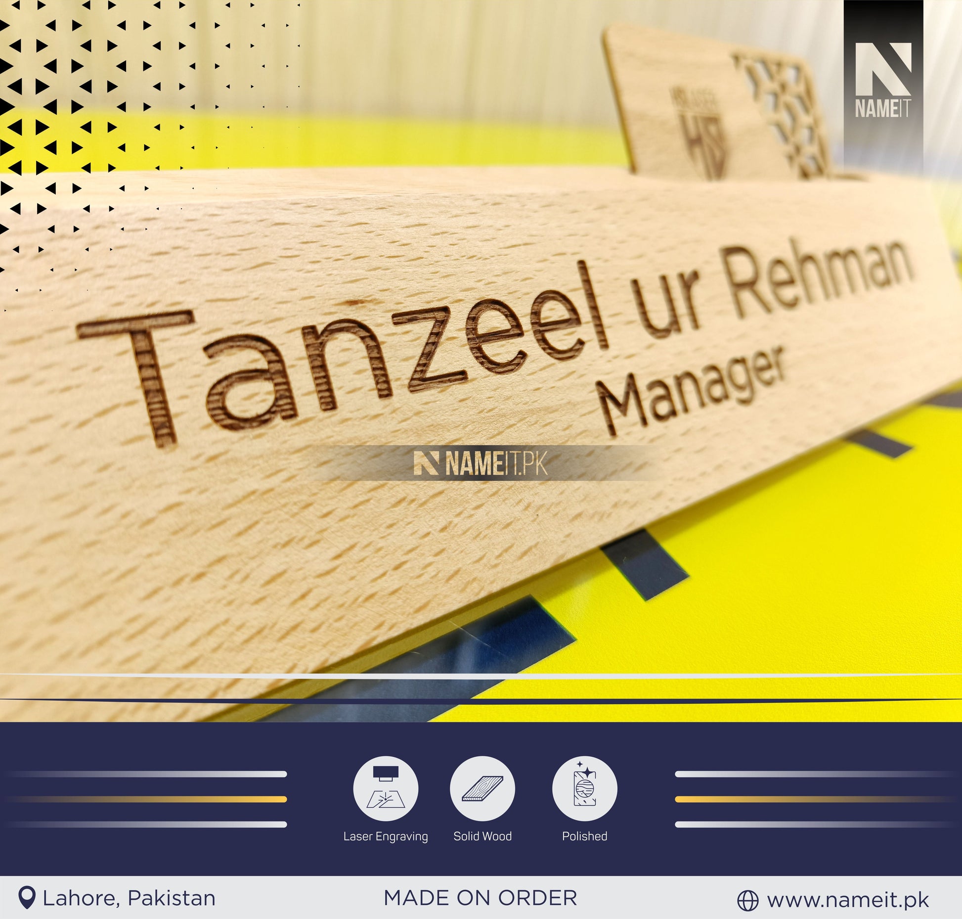 Personalized Business Card Holder, Wooden Holder, Table Name Plate, Custom Name Wooden Office Gift NAMEIT PAKISTAN