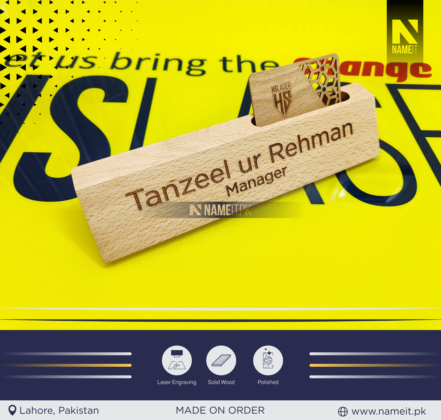 Personalized Business Card Holder, Wooden Holder, Table Name Plate, Custom Name Wooden Office Gift NAMEIT PAKISTAN