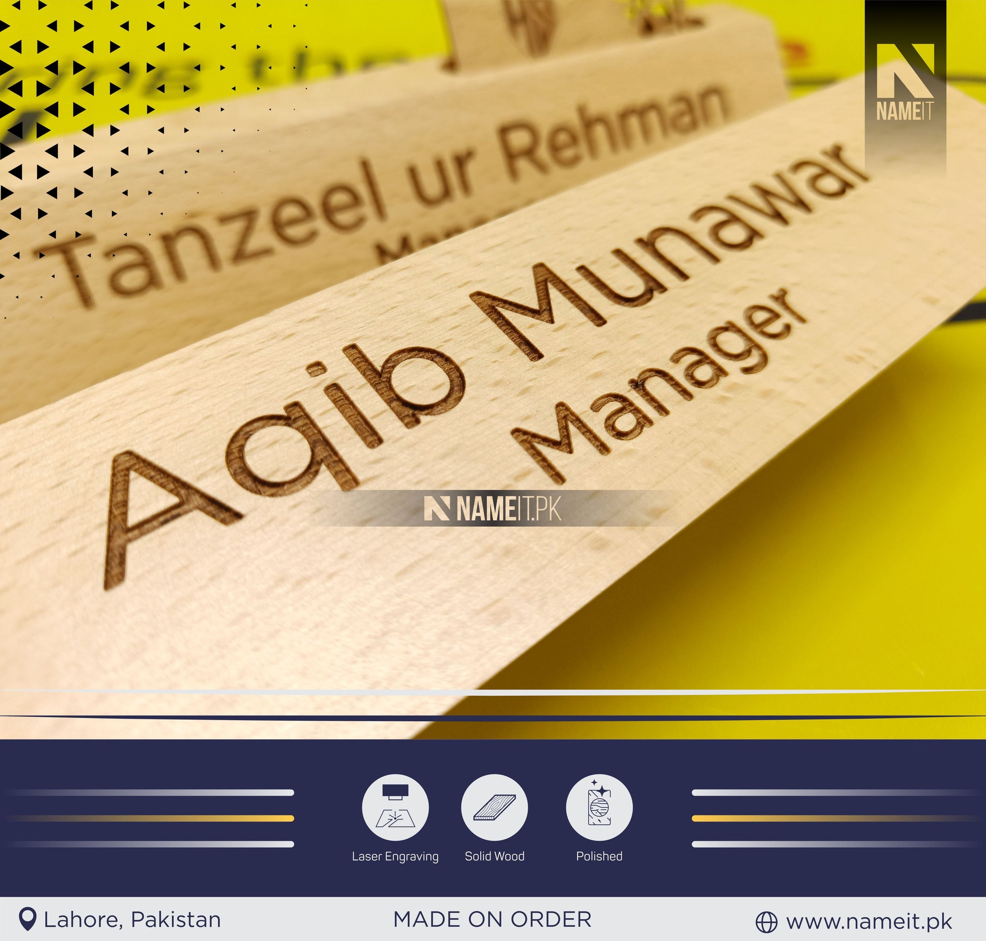 Personalized Business Card Holder, Wooden Holder, Table Name Plate, Custom Name Wooden Office Gift NAMEIT PAKISTAN