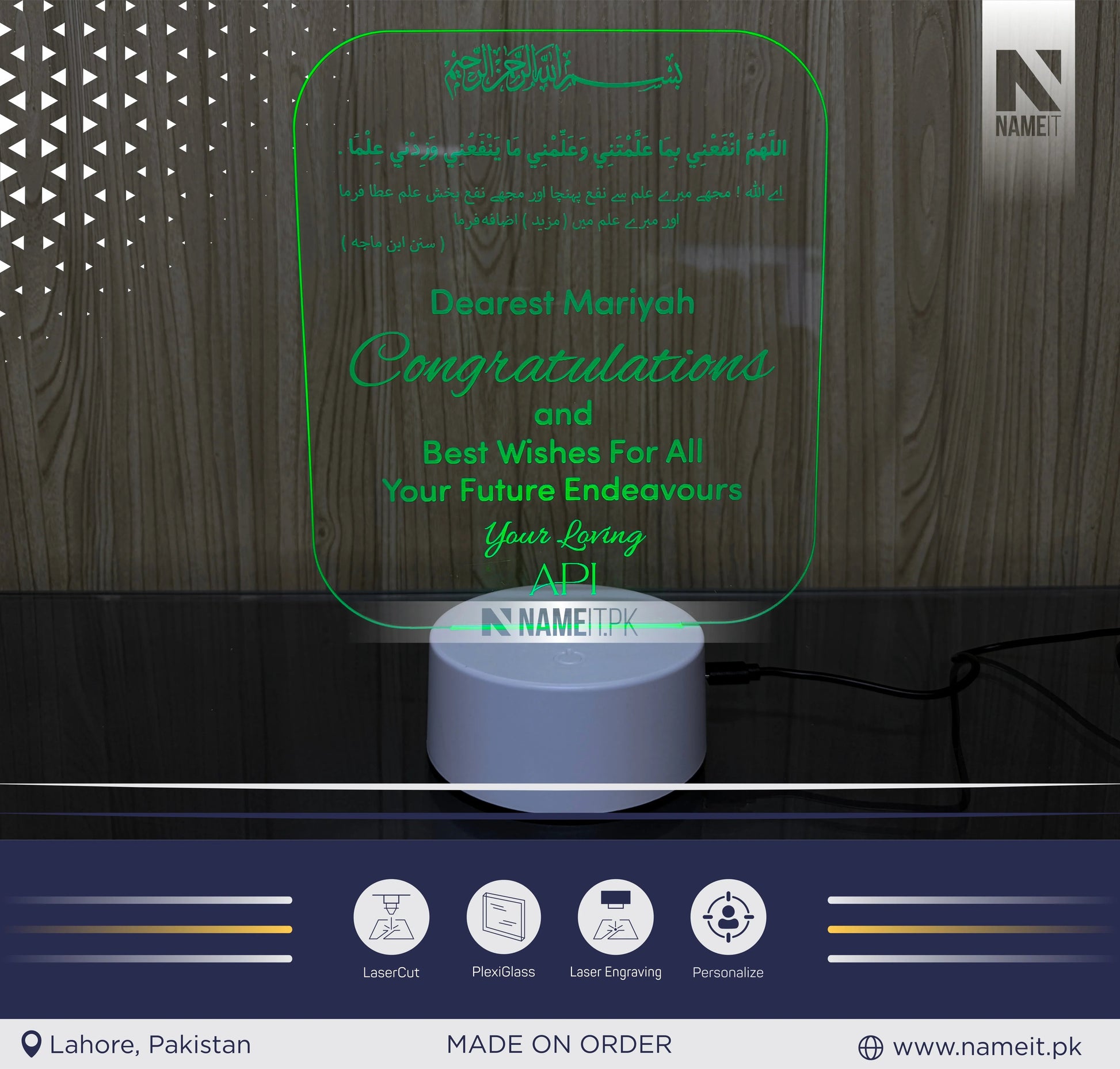 Lamp Led Personalized Lamp Led, Best Wishes,Appreciation Gift,Gift for Him,Her - Acrylic Night Room Lamp NAMEIT PAKISTAN