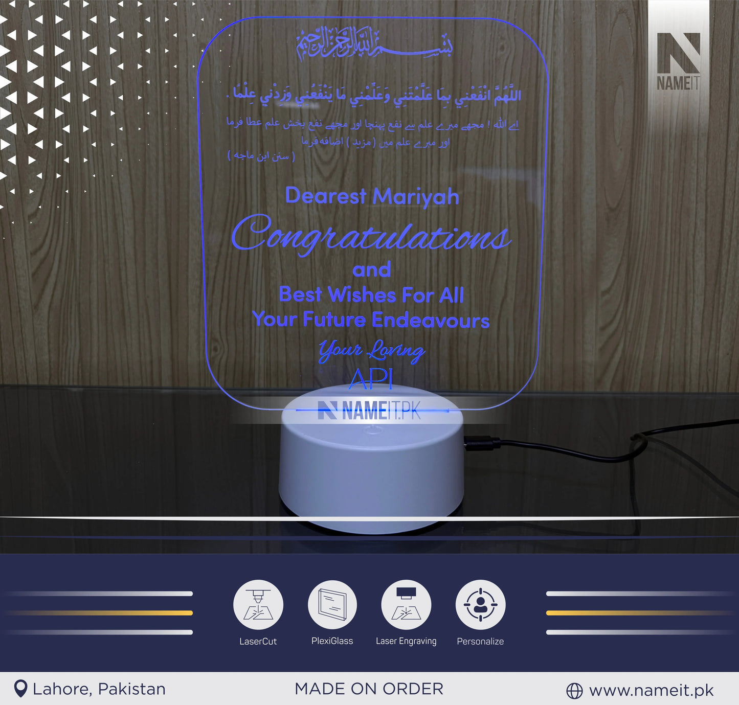 Lamp Led Personalized Lamp Led, Best Wishes,Appreciation Gift,Gift for Him,Her - Acrylic Night Room Lamp NAMEIT PAKISTAN