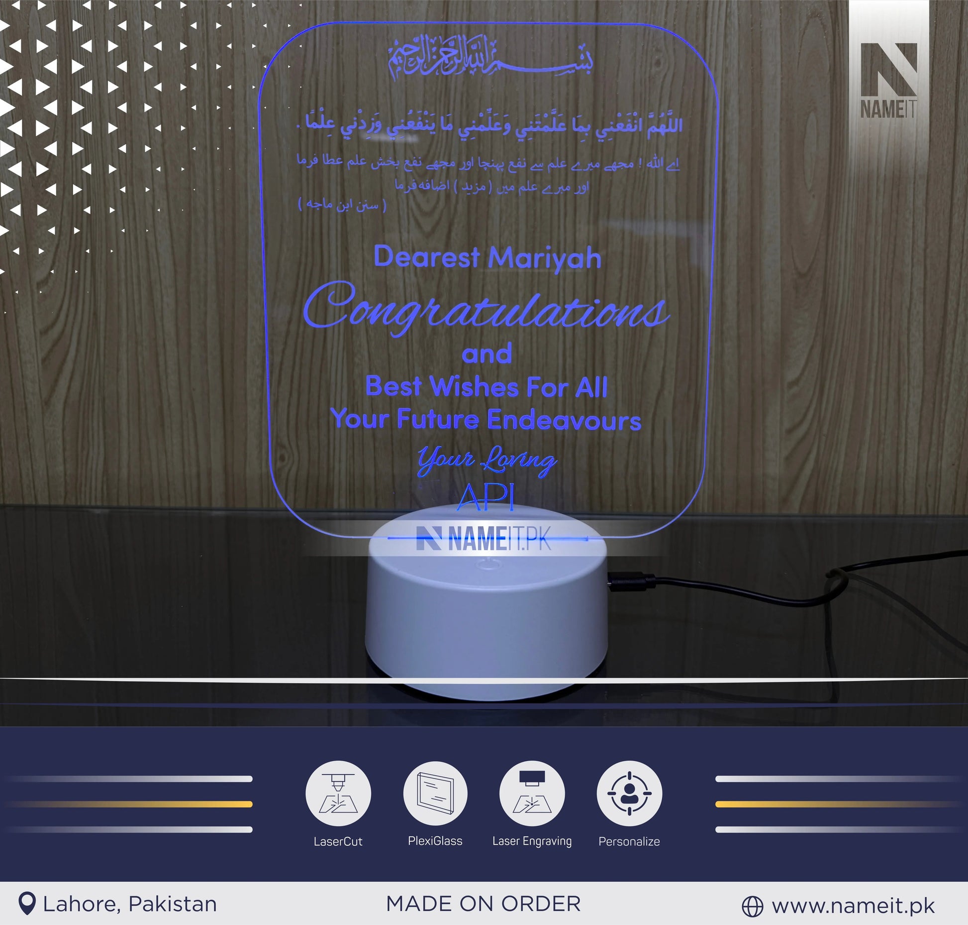 Lamp Led Personalized Lamp Led, Best Wishes,Appreciation Gift,Gift for Him,Her - Acrylic Night Room Lamp NAMEIT PAKISTAN