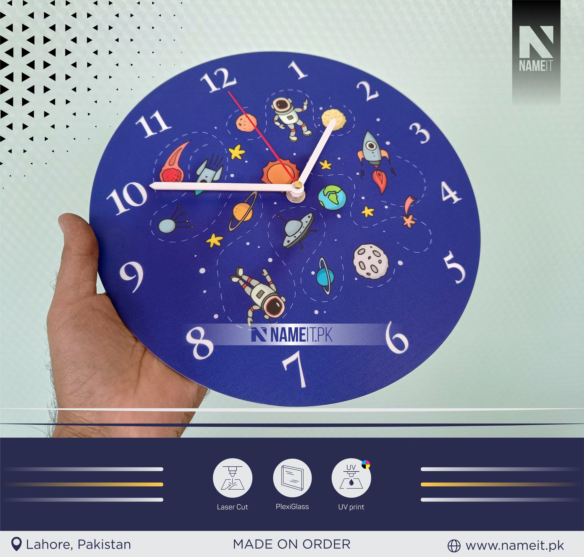 Personalized WallClock, Nursery Room Decor, Premium UV Printed Clock NAMEIT PAKISTAN