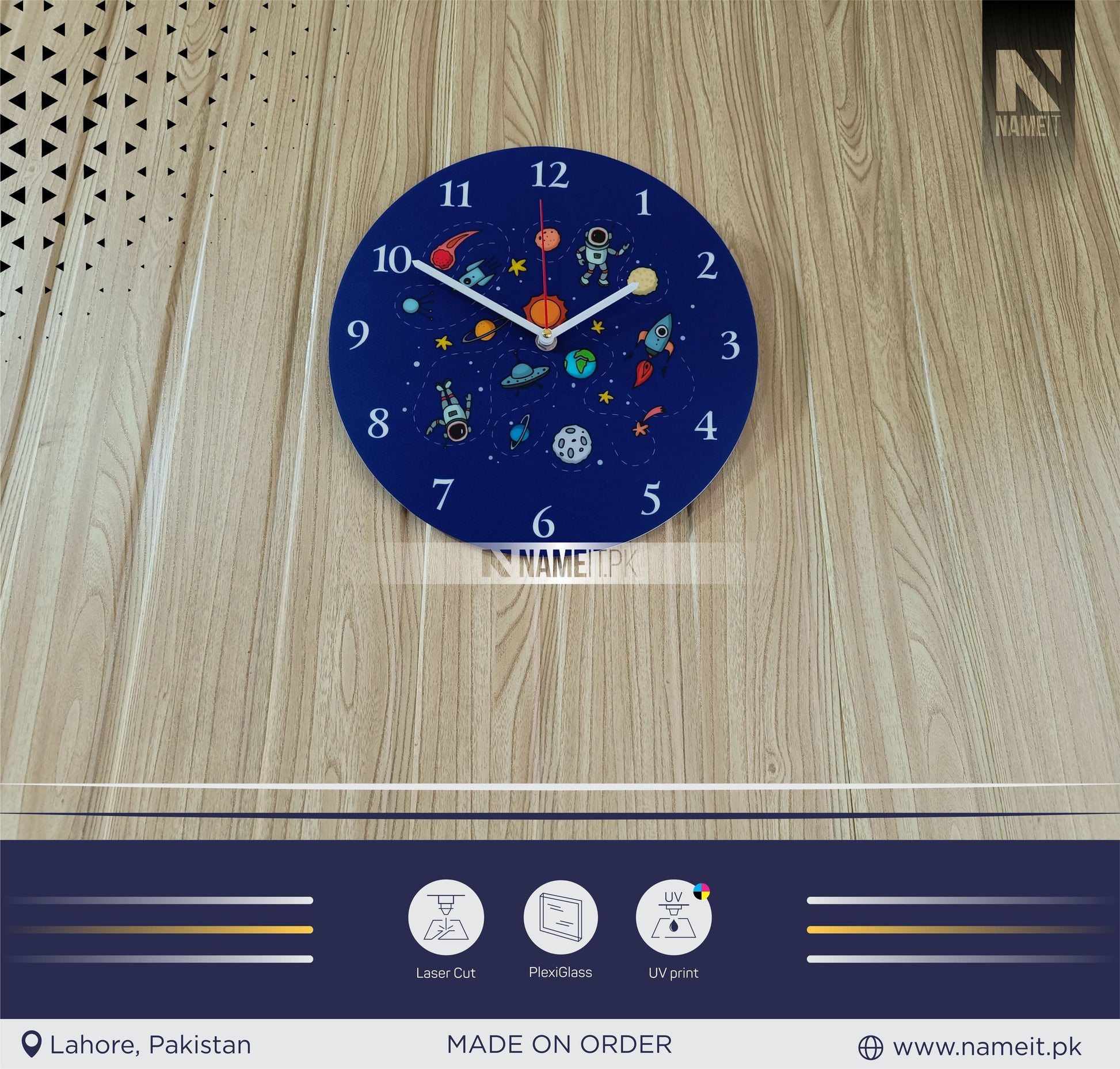 Personalized WallClock, Nursery Room Decor, Premium UV Printed Clock NAMEIT PAKISTAN