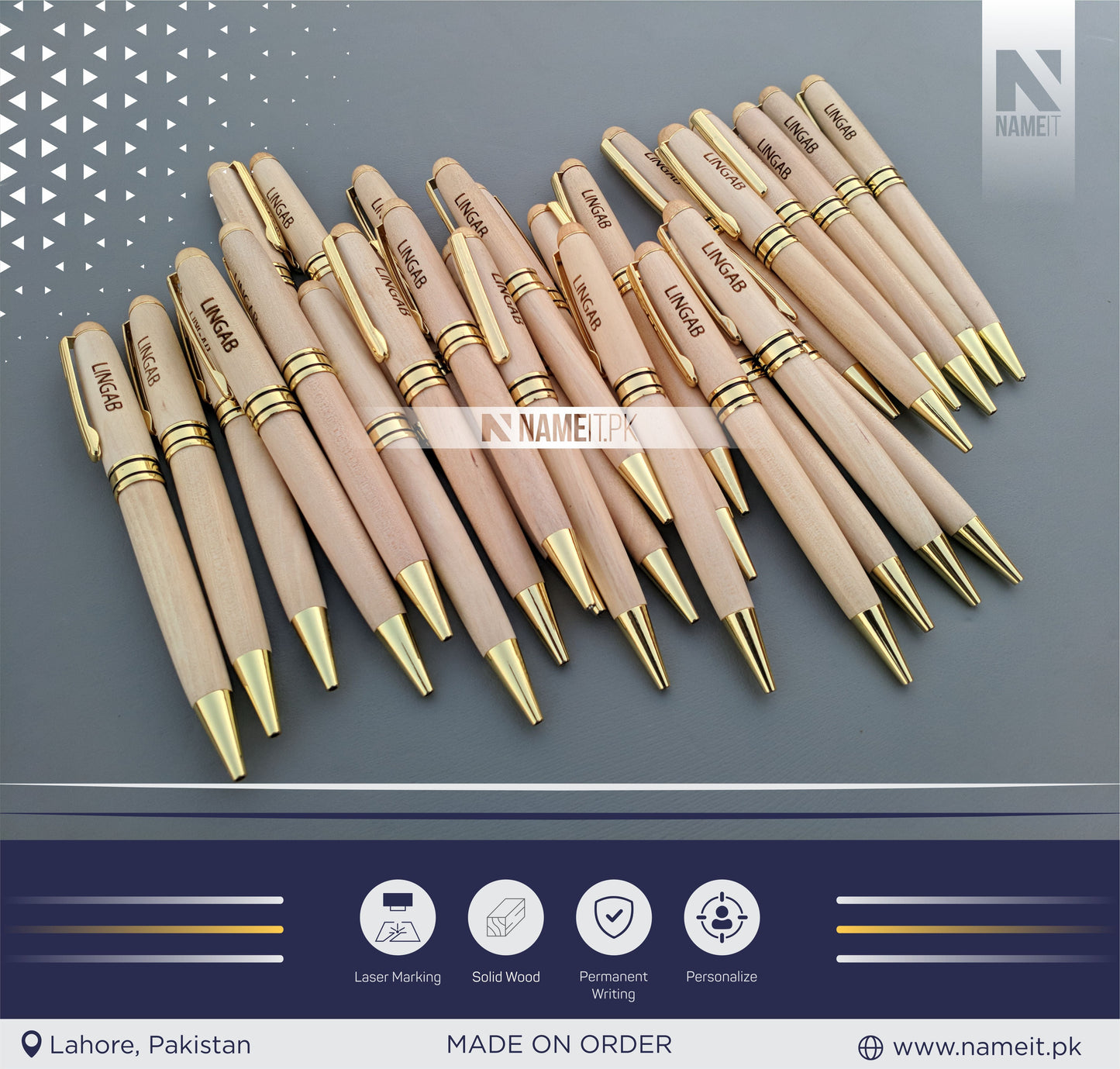 Personalized Wooden Pen, Ballpoint Pen, with your name | CORPORATE SOUVENIR NAMEIT PAKISTAN