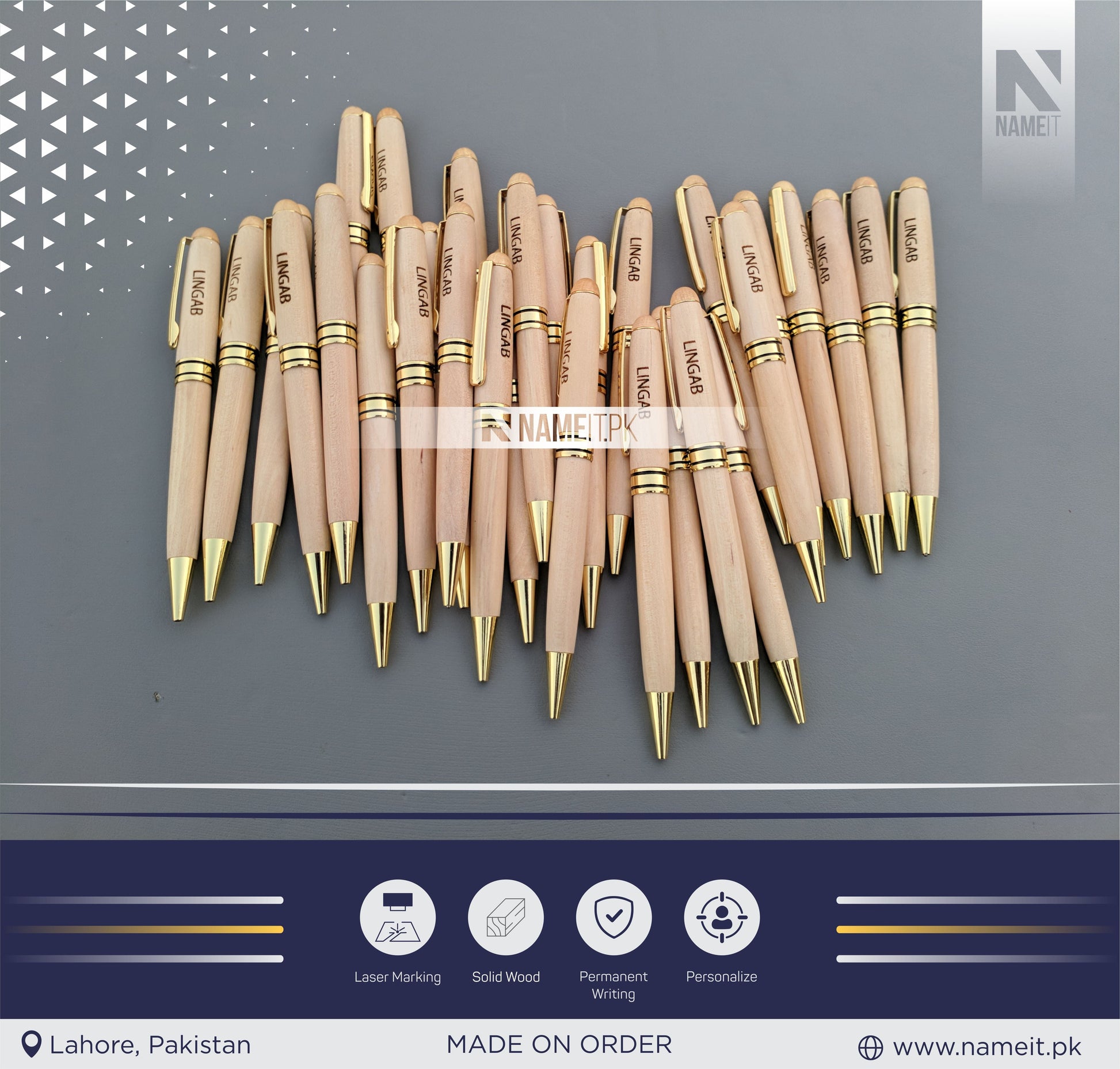 Personalized Wooden Pen, Ballpoint Pen, with your name | CORPORATE SOUVENIR NAMEIT PAKISTAN