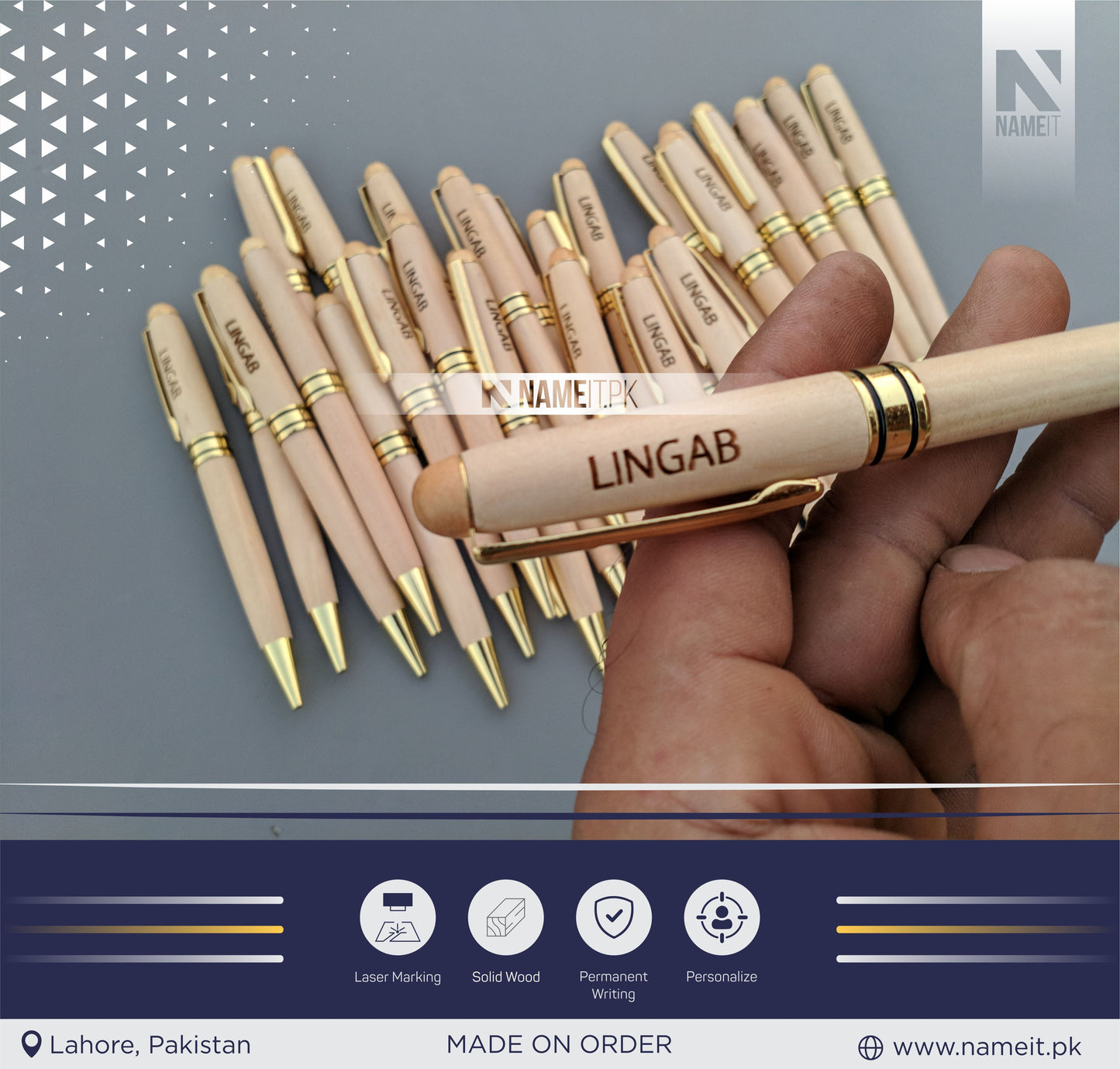 Personalized Wooden Pen, Ballpoint Pen, with your name | CORPORATE SOUVENIR NAMEIT PAKISTAN