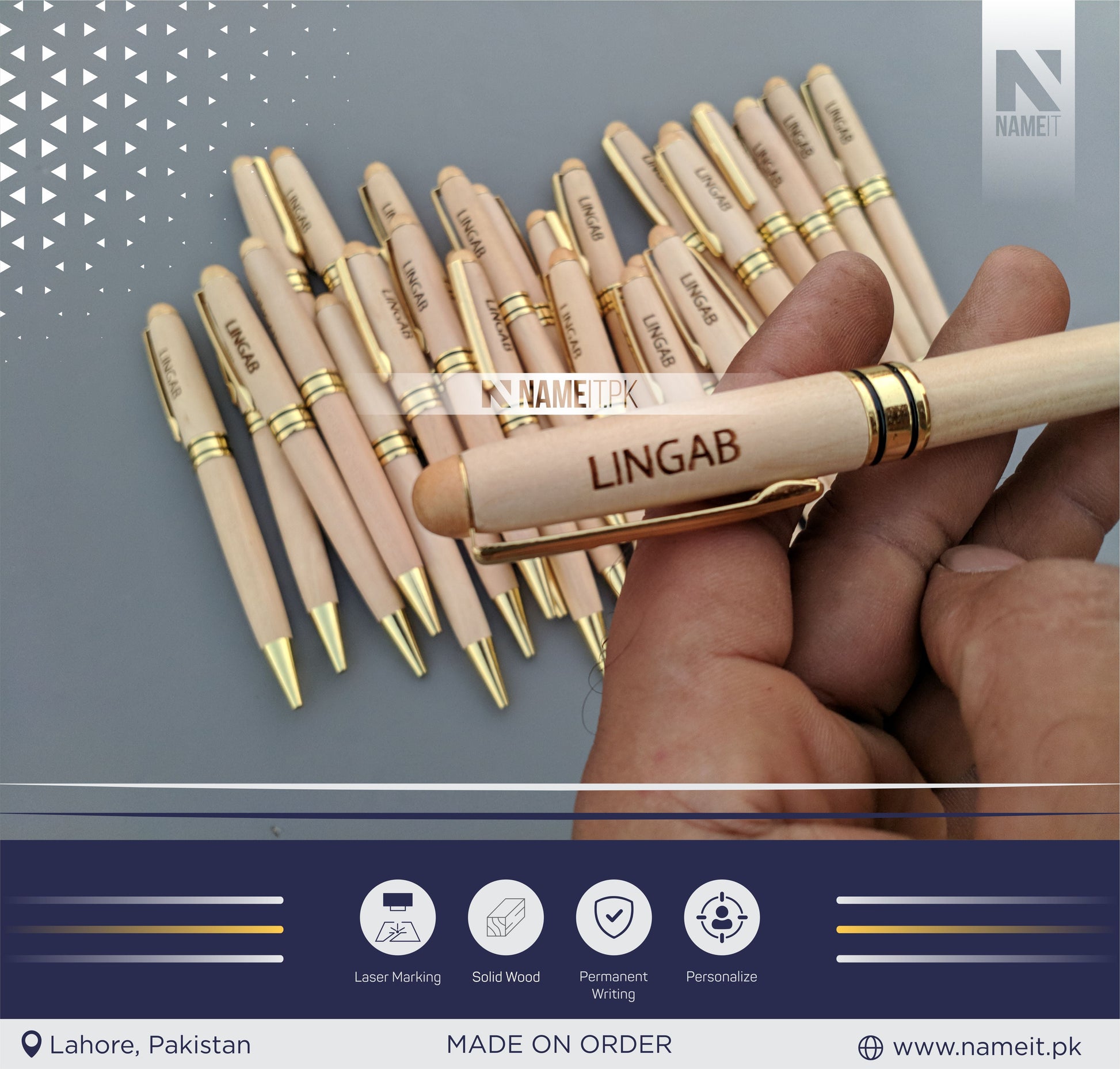 Personalized Wooden Pen, Ballpoint Pen, with your name | CORPORATE SOUVENIR NAMEIT PAKISTAN