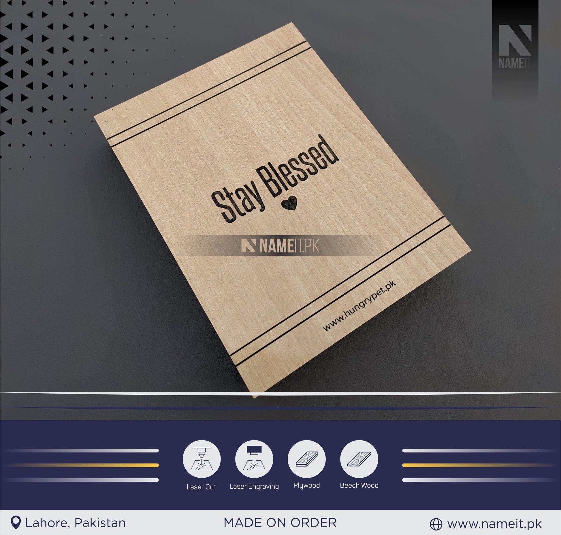 Personalized Wooden Frame with wooden box NAMEIT PAKISTAN