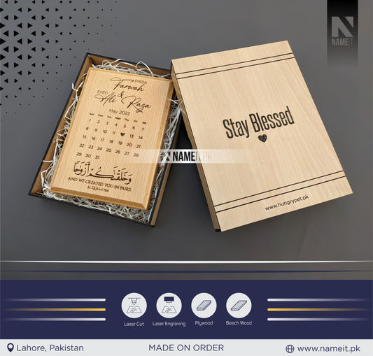 Personalized Wooden Frame with wooden box NAMEIT PAKISTAN