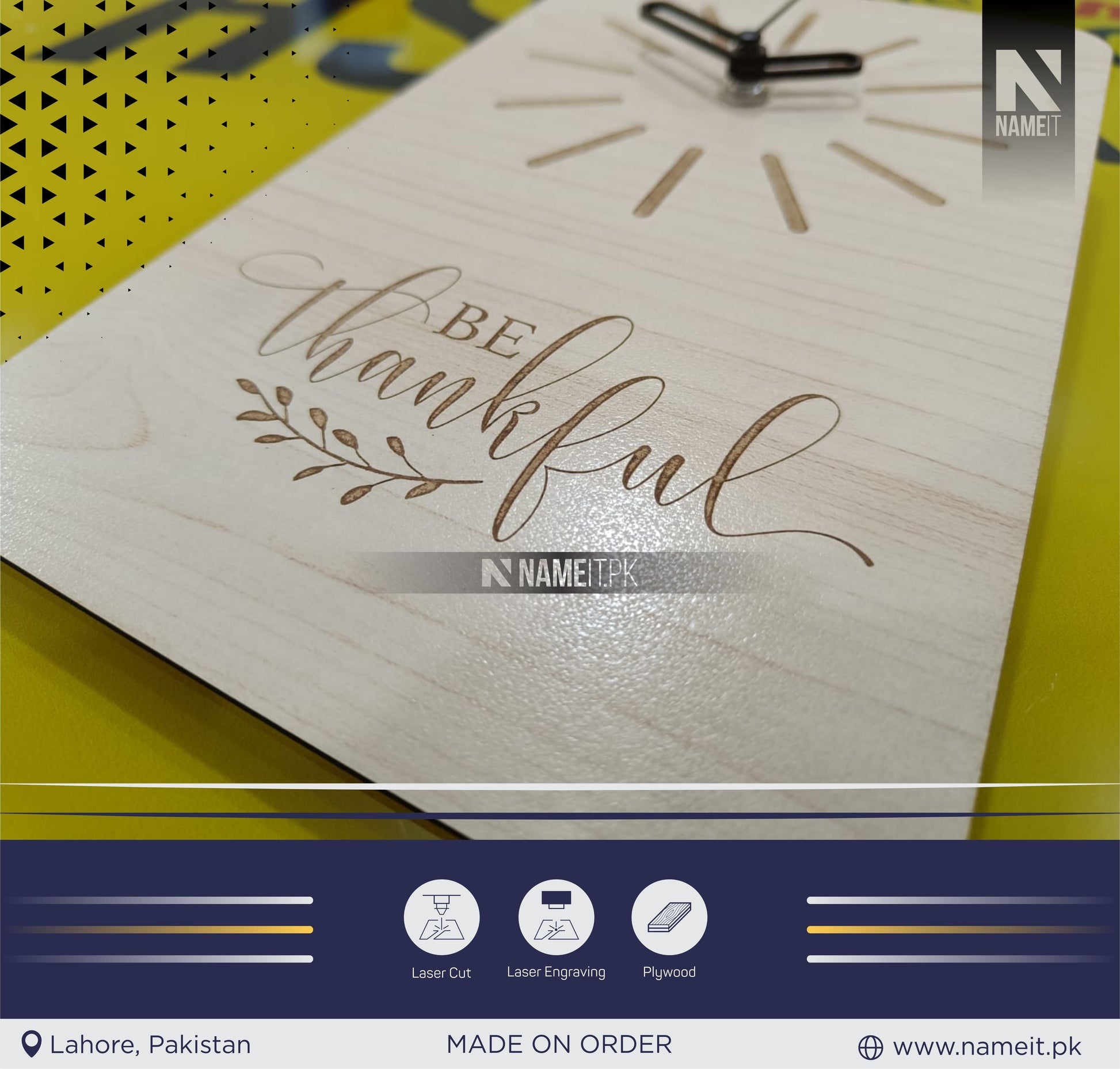 Personalized Wooden WallClock, Perfect Gift, Baby Room Decor, Official Clock NAMEIT PAKISTAN