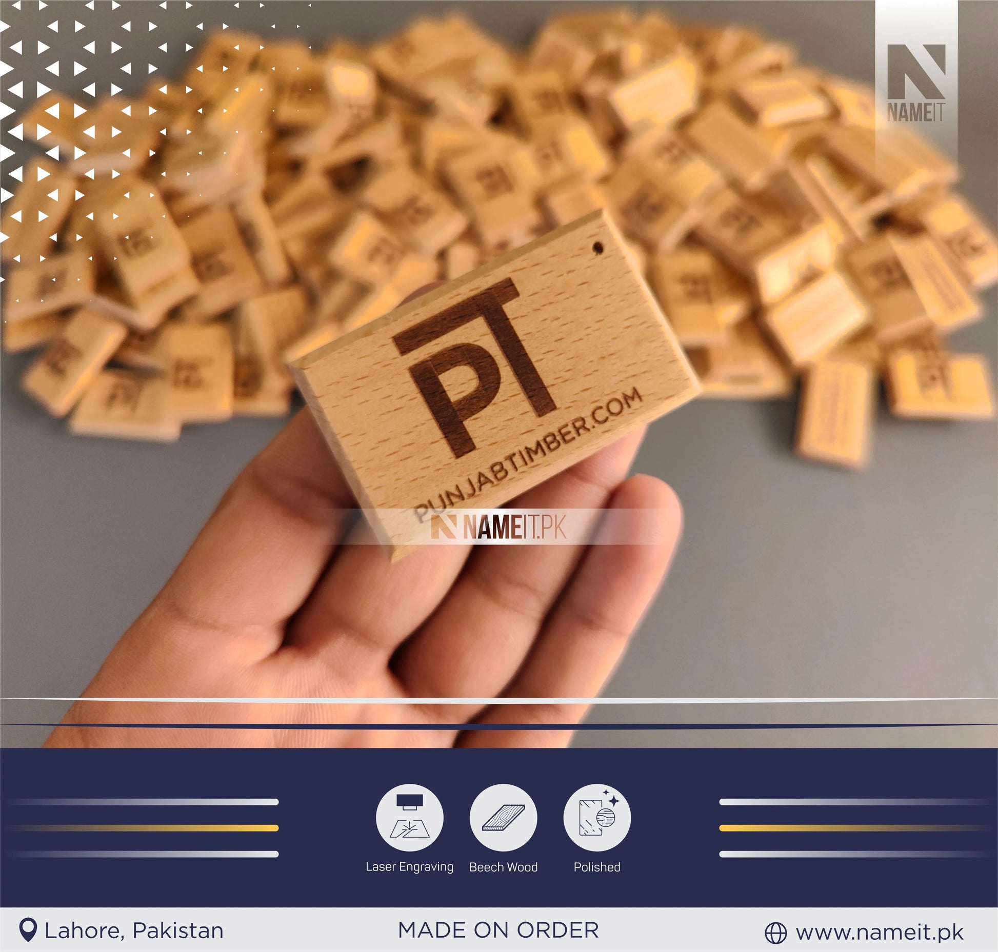 Personalised Engraved Wood Keyring, wood engraved keyring, custom engraved Keyring for Home, Holiday, Garage, Gate, Door, Post Box, Any Text NAMEIT PAKISTAN
