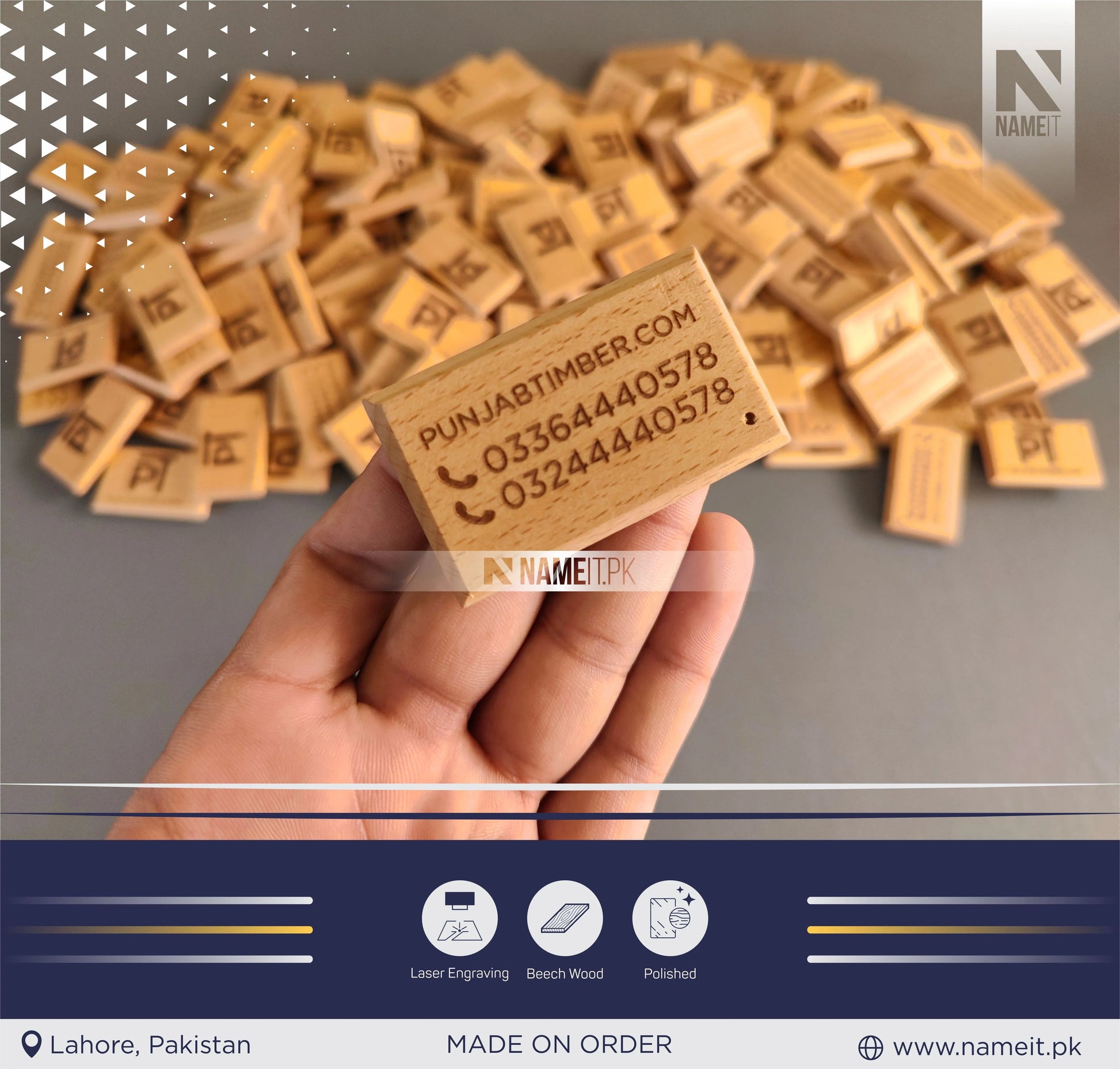 Personalised Engraved Wood Keyring, wood engraved keyring, custom engraved Keyring for Home, Holiday, Garage, Gate, Door, Post Box, Any Text NAMEIT PAKISTAN