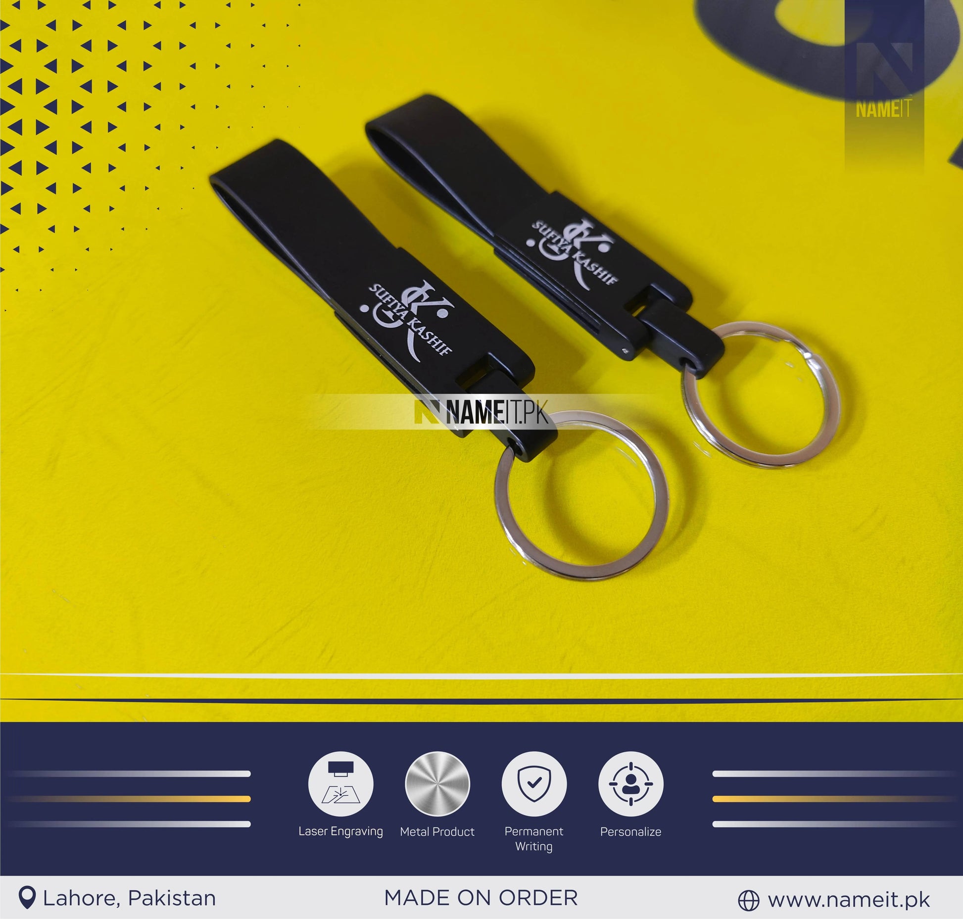 Personalized Premium Leather & Metal Keychain, Business Logo, Name, Custom Marketing Business Merchandise, NAMEIT PAKISTAN