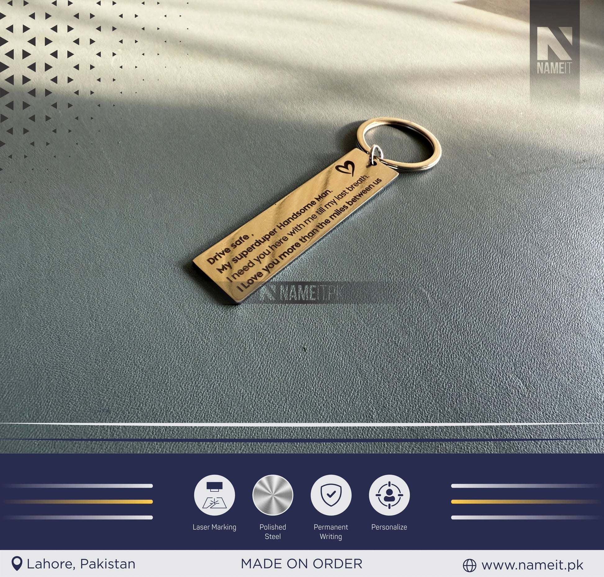 Stainless steel Drive Safe I Need You Here With Me Keychain,I love you more,New Driver Keychain,Dad Keychain,Boyfriend Gift,Gift for him NAMEIT PAKISTAN