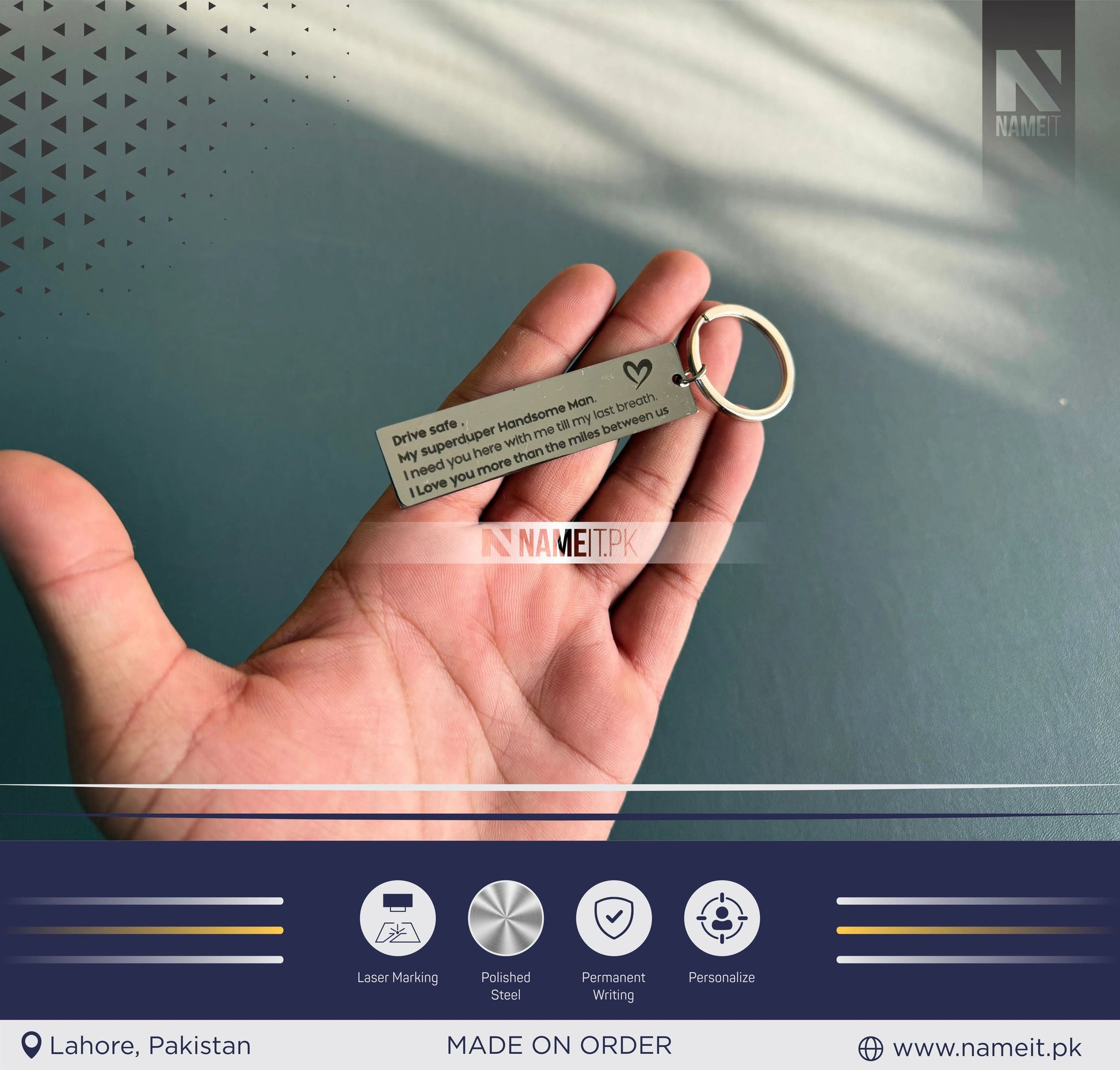 Stainless steel Drive Safe I Need You Here With Me Keychain,I love you more,New Driver Keychain,Dad Keychain,Boyfriend Gift,Gift for him NAMEIT PAKISTAN