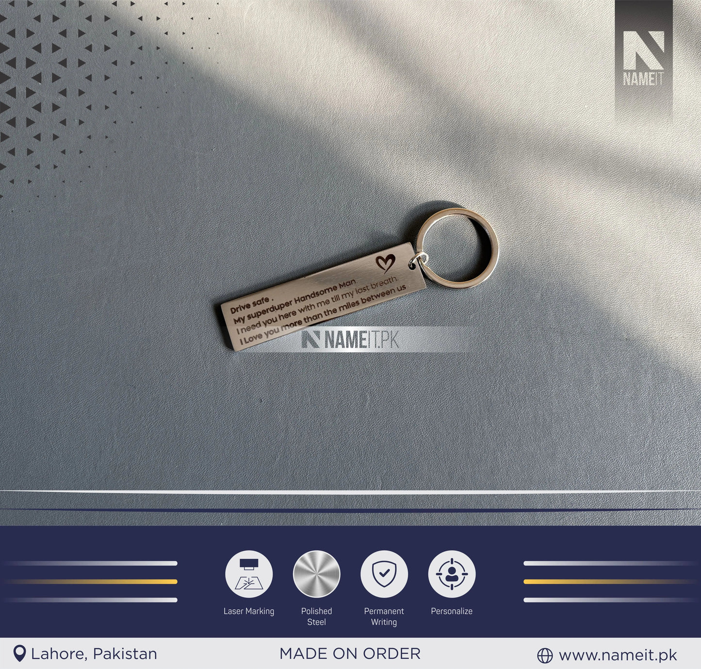 Stainless steel Drive Safe I Need You Here With Me Keychain,I love you more,New Driver Keychain,Dad Keychain,Boyfriend Gift,Gift for him NAMEIT PAKISTAN