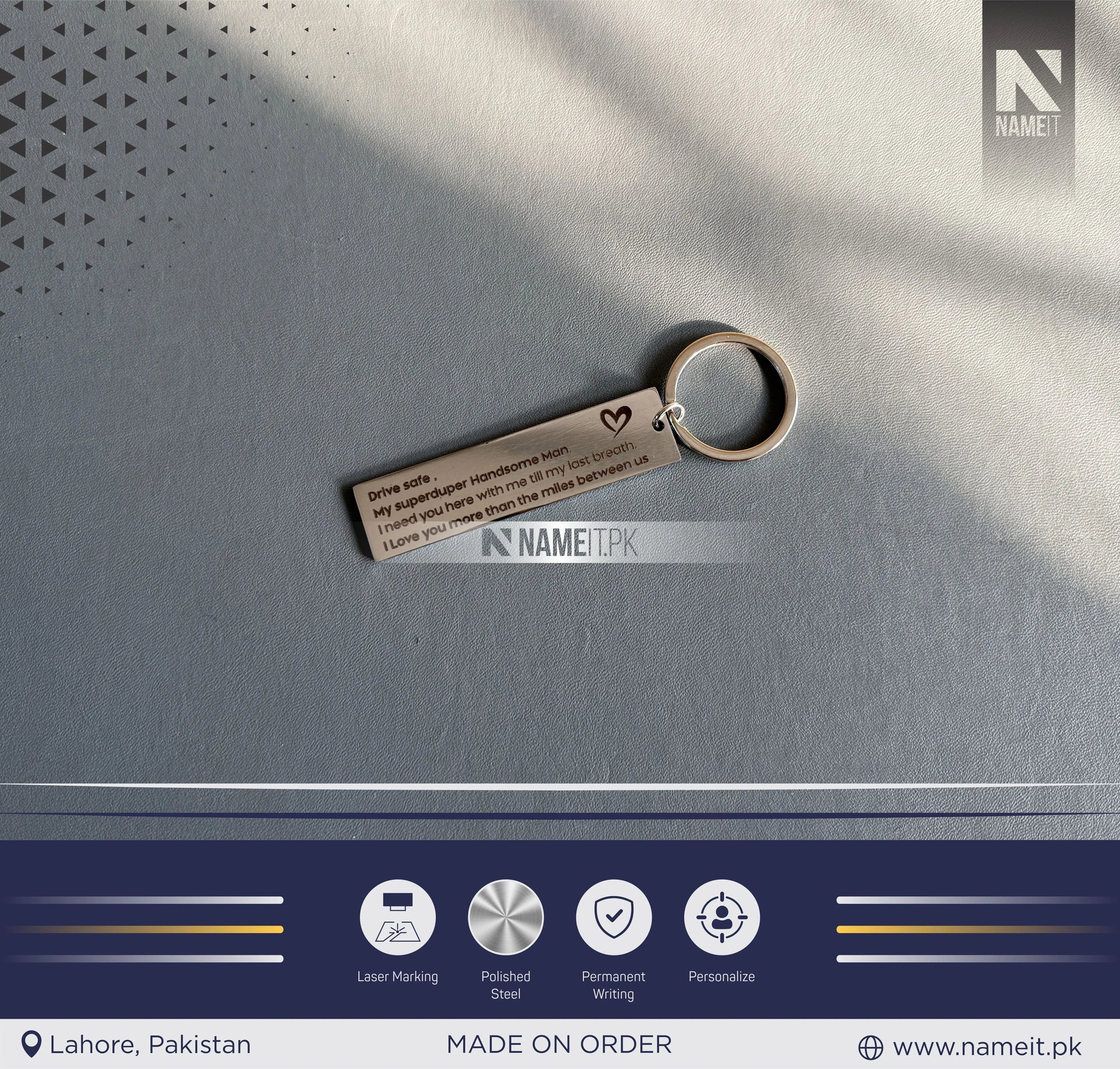 Stainless steel Drive Safe I Need You Here With Me Keychain,I love you more,New Driver Keychain,Dad Keychain,Boyfriend Gift,Gift for him NAMEIT PAKISTAN