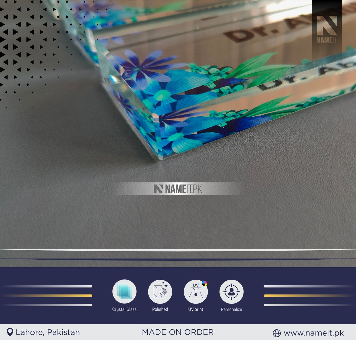Table Name Plate, Custom Crystal Glass Name Plate for Desk, Teacher Desk Name Plate Cute Office Decorations for Women Personalized Name Plate Appreciation Gifts for Coworkers Teachers NAMEIT PAKISTAN