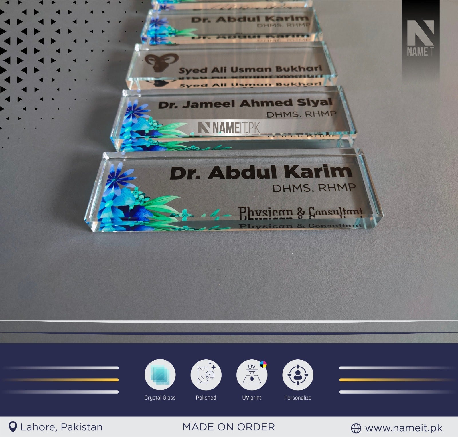 Table Name Plate, Custom Crystal Glass Name Plate for Desk, Teacher Desk Name Plate Cute Office Decorations for Women Personalized Name Plate Appreciation Gifts for Coworkers Teachers NAMEIT PAKISTAN