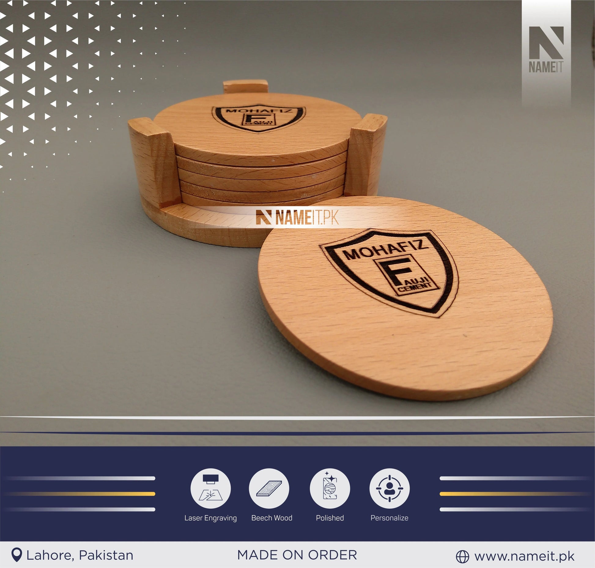 Tea Coaster, Personalized Wooden Tea Coaster NAMEIT PAKISTAN