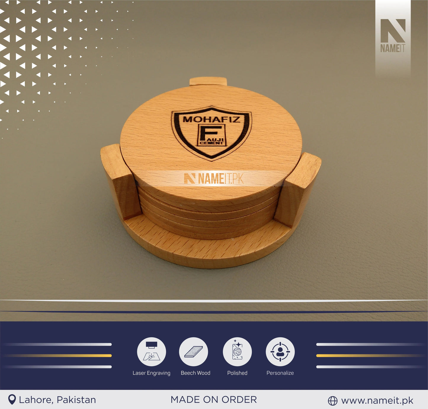 Tea Coaster, Personalized Wooden Tea Coaster NAMEIT PAKISTAN