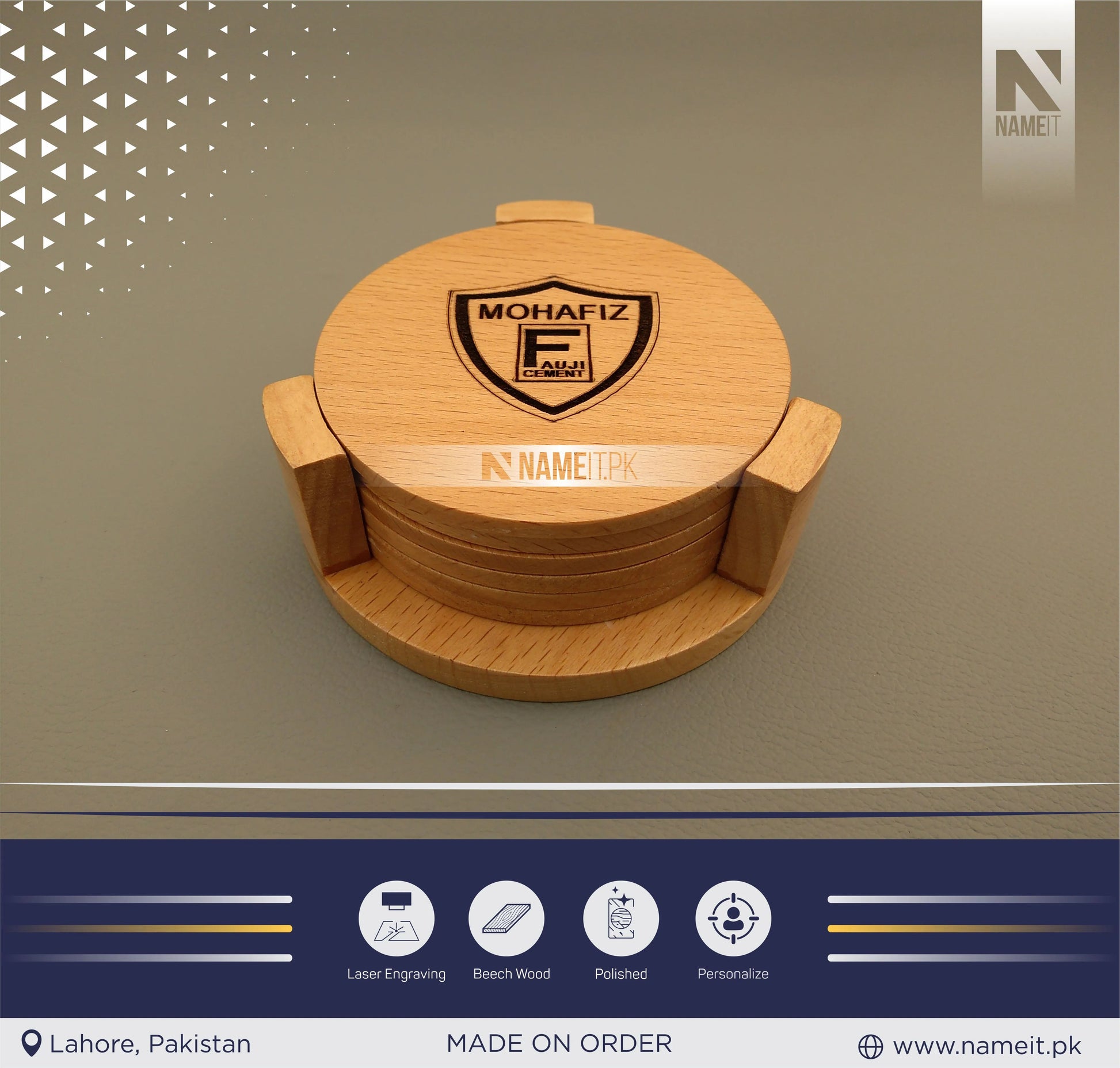 Tea Coaster, Personalized Wooden Tea Coaster NAMEIT PAKISTAN