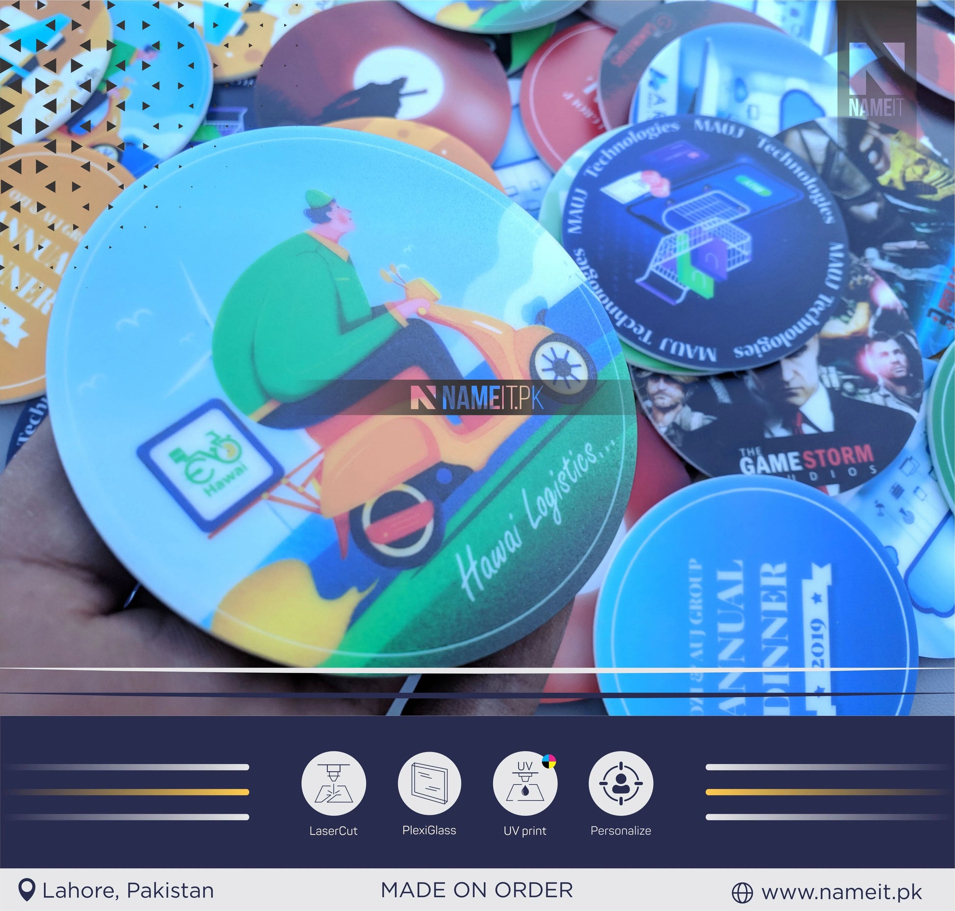 Tea Coaster, UV Printed, For Corporate , Official, Branding Purpose NAMEIT PAKISTAN
