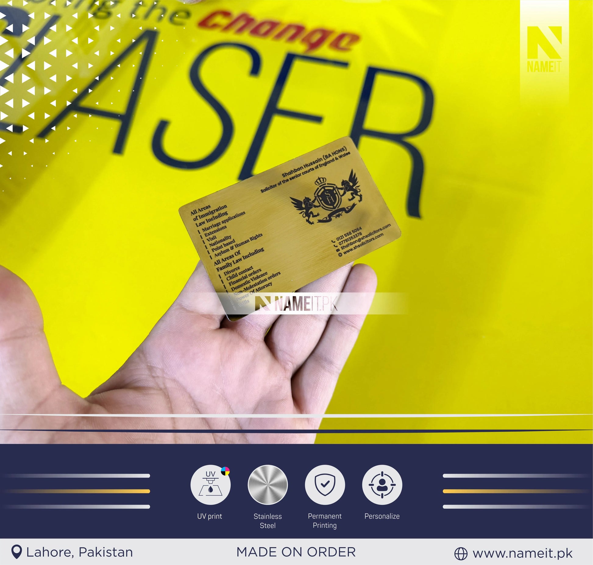 Metal Business Card, Create an impeccable impression for your business, brand with charming Metal Business Card NAMEIT PAKISTAN