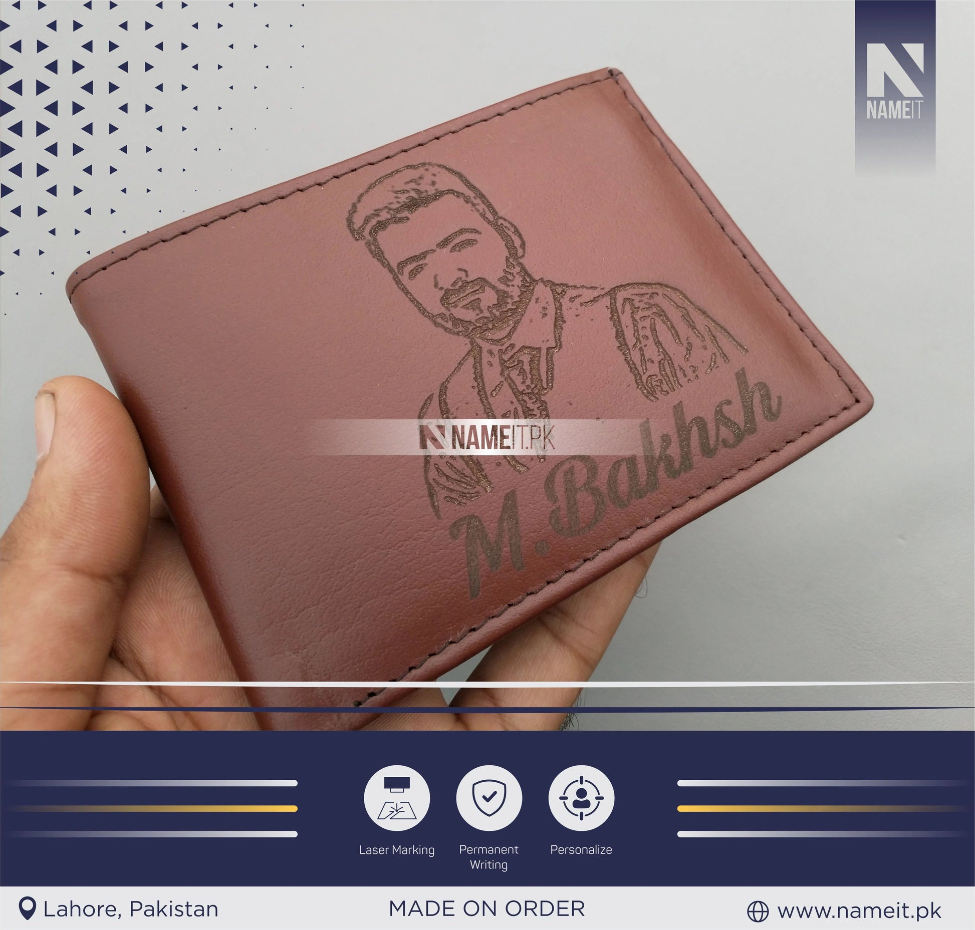 Personalized Engraved Wallet, Custom Picture, Custom Text, Custom Photo, Engraved Wallet, custom gift, man custom wallet, Gift For Him, Dad NAMEIT PAKISTAN