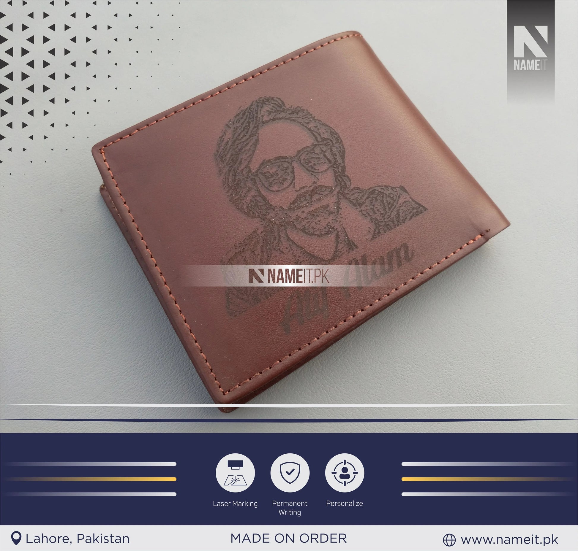 Personalized Engraved Wallet, Custom Picture, Custom Text, Custom Photo, Engraved Wallet, custom gift, man custom wallet, Gift For Him, Dad NAMEIT PAKISTAN