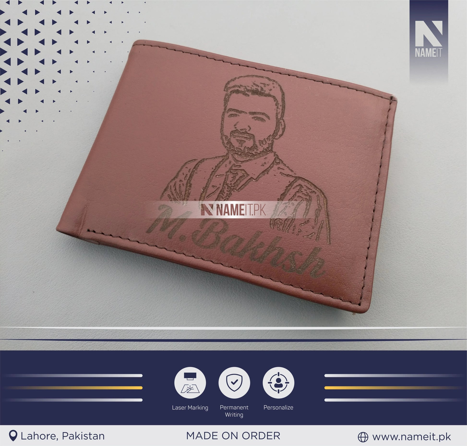 Personalized Engraved Wallet, Custom Picture, Custom Text, Custom Photo, Engraved Wallet, custom gift, man custom wallet, Gift For Him, Dad NAMEIT PAKISTAN