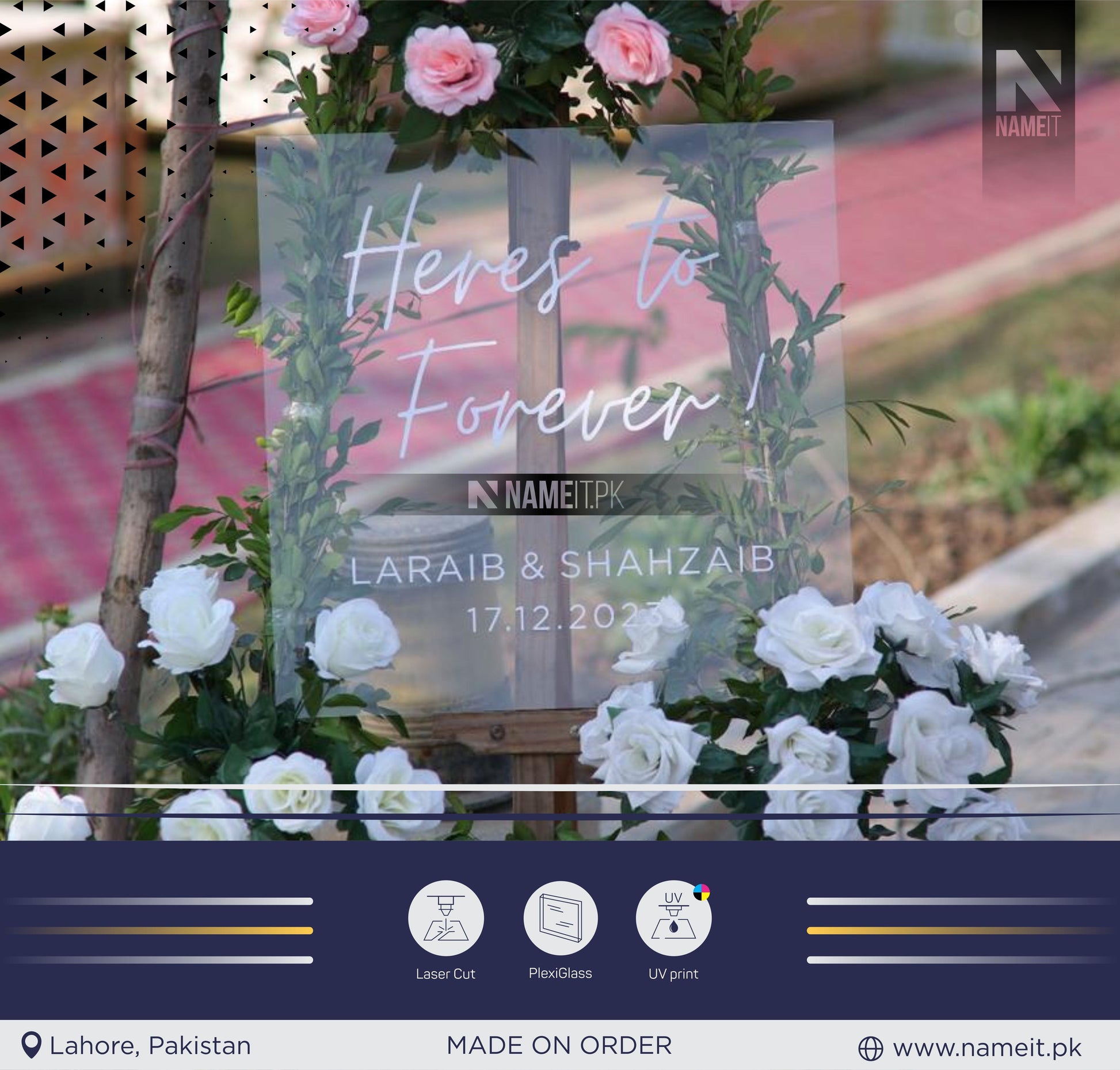 Nikkah Wedding Welcome Sign, Personalised Nikkah, Nikah Sign, Islamic Wedding Sign, Islamic Art, Nikaah Welcome, Walima Sign,Gold Decoration NAMEIT PAKISTAN