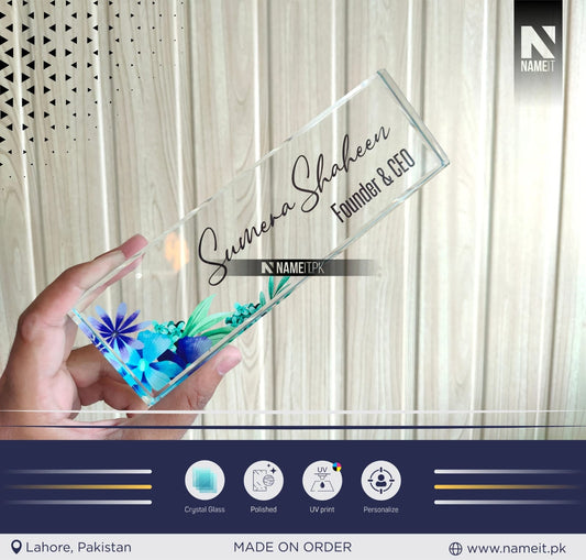 Bundle Offer - Table Name Plate Glass and Temperature Water Bottle - Customizable NAMEIT PAKISTAN