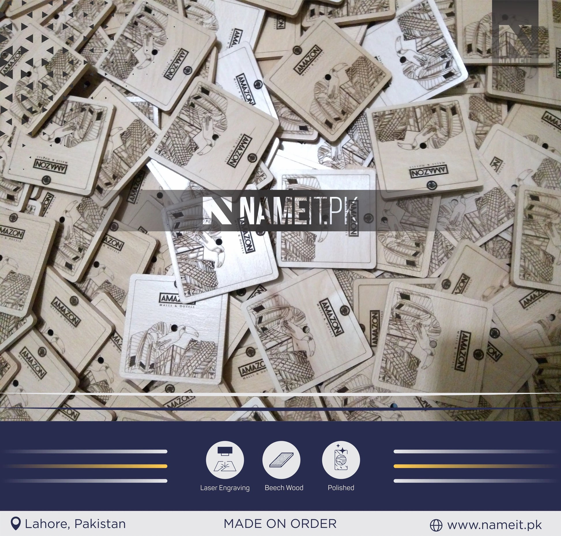 Wooden Clock, Table Clock, With your Picture and Name, Engraved Wooden Clock and base NAMEIT PAKISTAN
